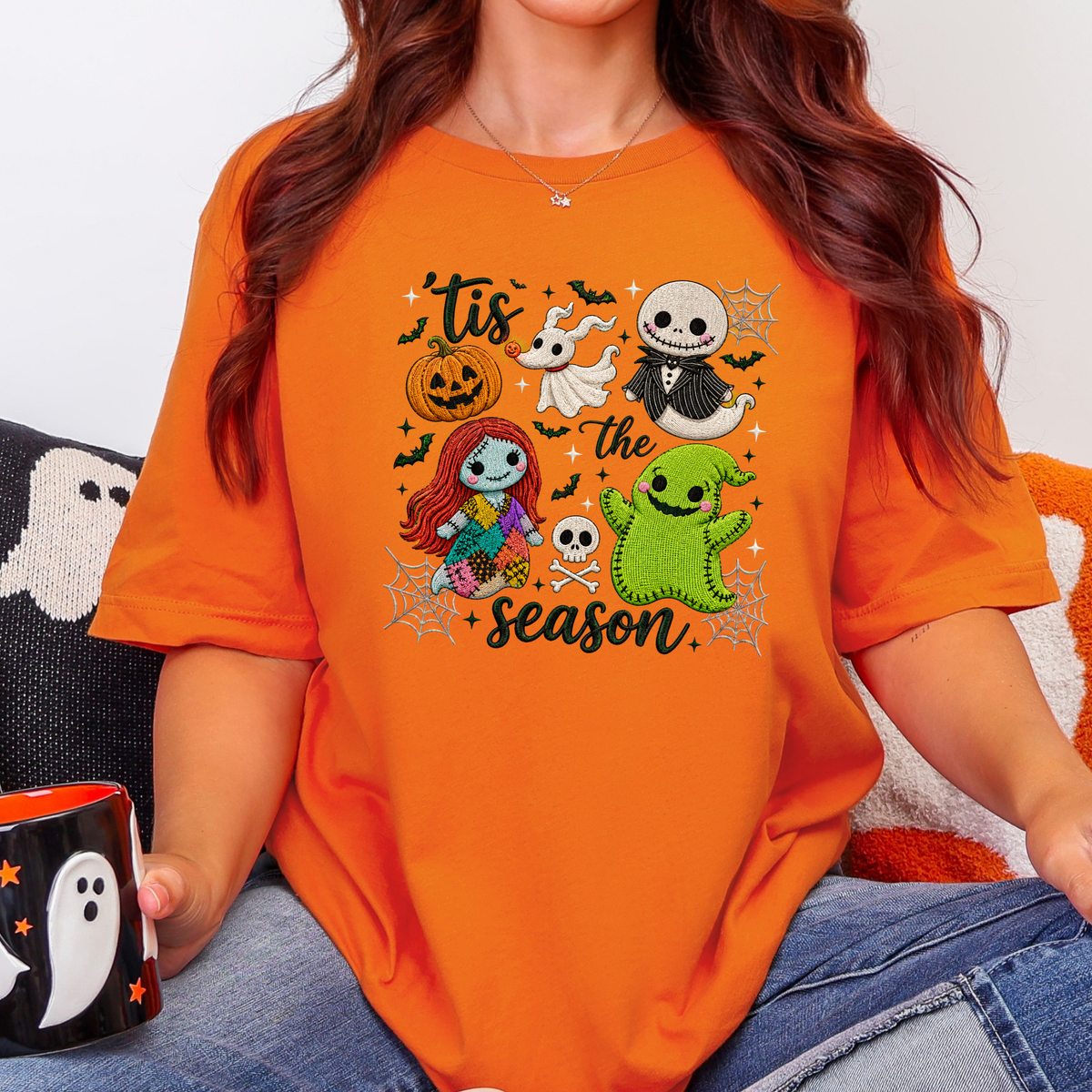 Wholesale Tis The Season Halloween Graphic Tee - Orange