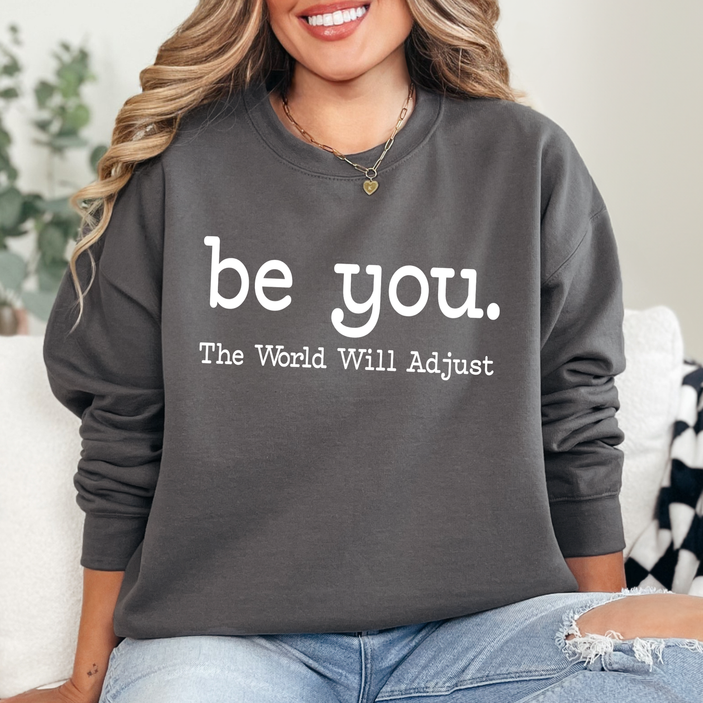 Wholesale Be You The World Will Adjust Sweatshirt - Charcoal Sweatshirt