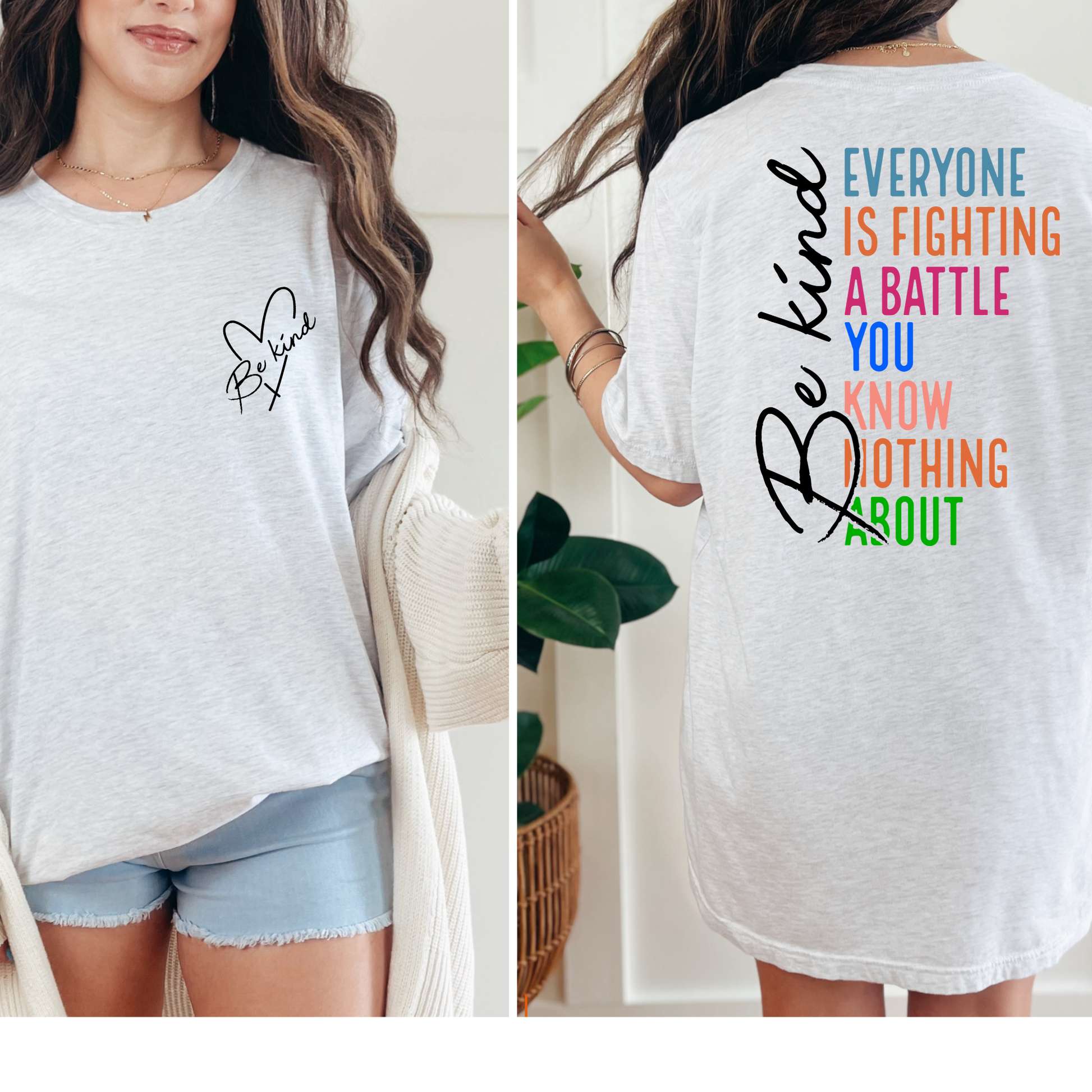 Wholesale Be Kind Everyone is Fighting Graphic Tee - Ash Tee