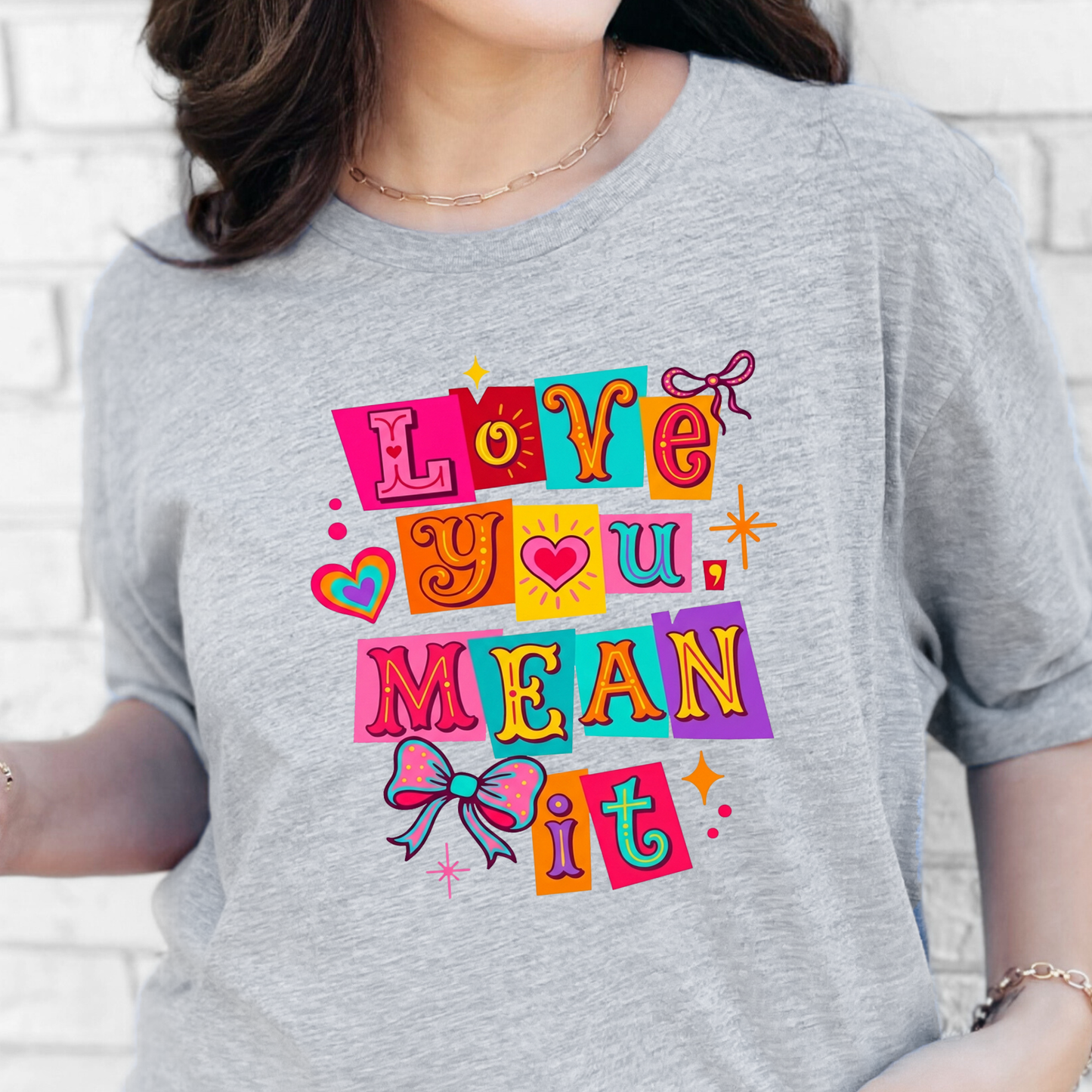Wholesale Bright Love You Mean It Graphic Tee - Grey Tee