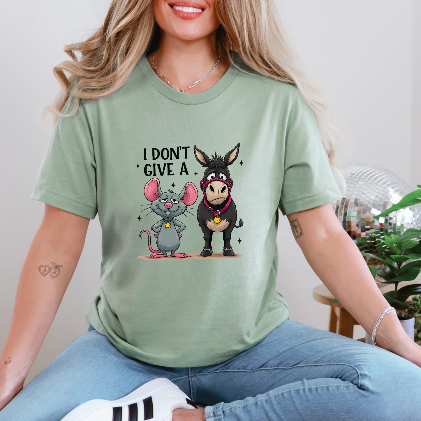 Wholesale Don't Give a Mouse Donkey Graphic Tee - Sage Tee