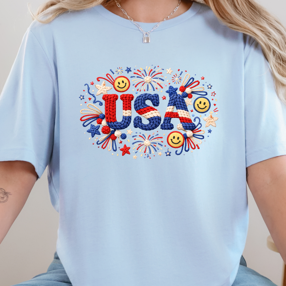 Faux Yarn USA Fireworks Graphic Tee