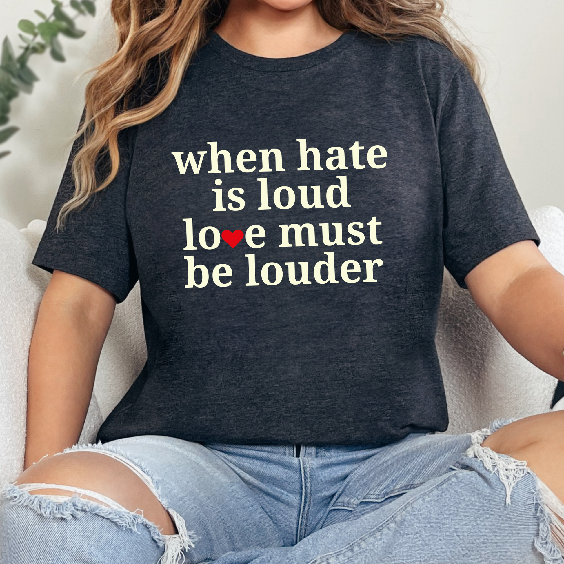 Wholesale When Hate is Loud Graphic Tee - Dark Grey Heather Tee