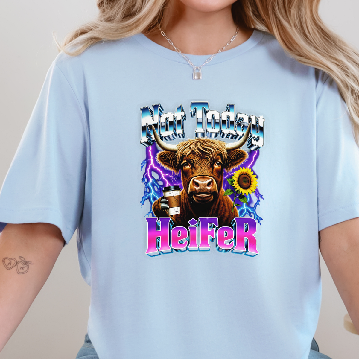 Wholesale Not Today Heifer Graphic Tee - Baby Blue