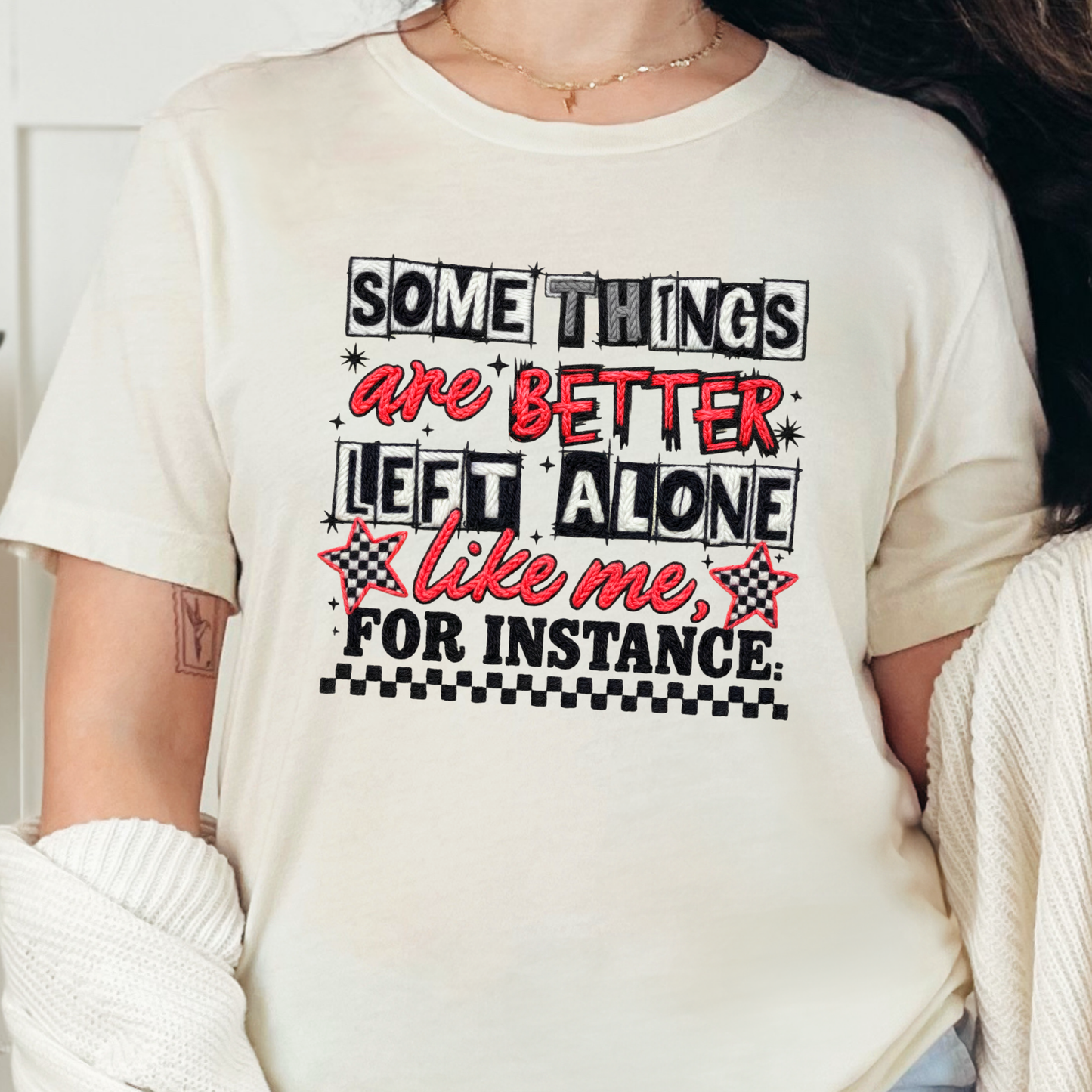 Wholesale Better Left Alone Graphic Tee - Natural Tee