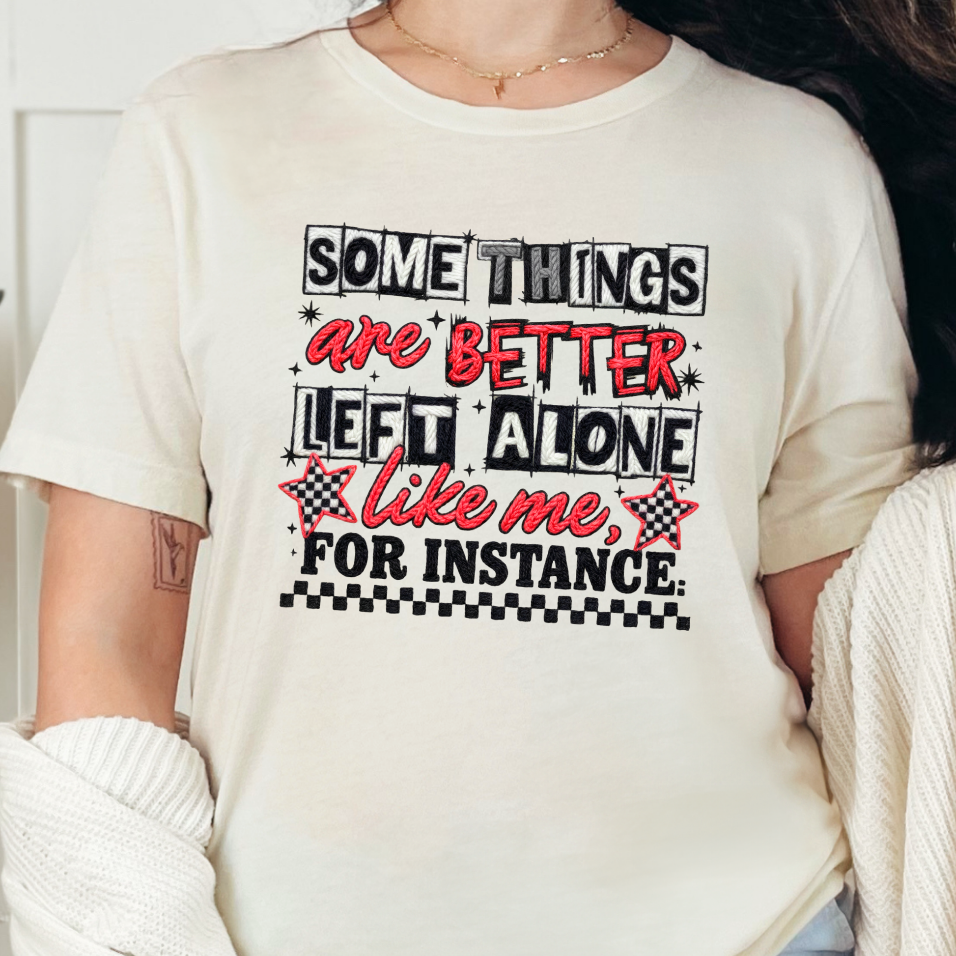 Wholesale Better Left Alone Graphic Tee - Natural Tee