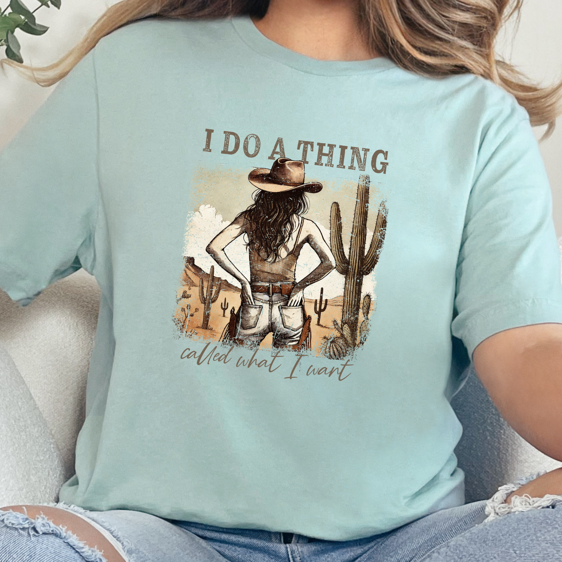 Wholesale Do A Thing Called What I Want Graphic Tee - Dusty Blue Tee