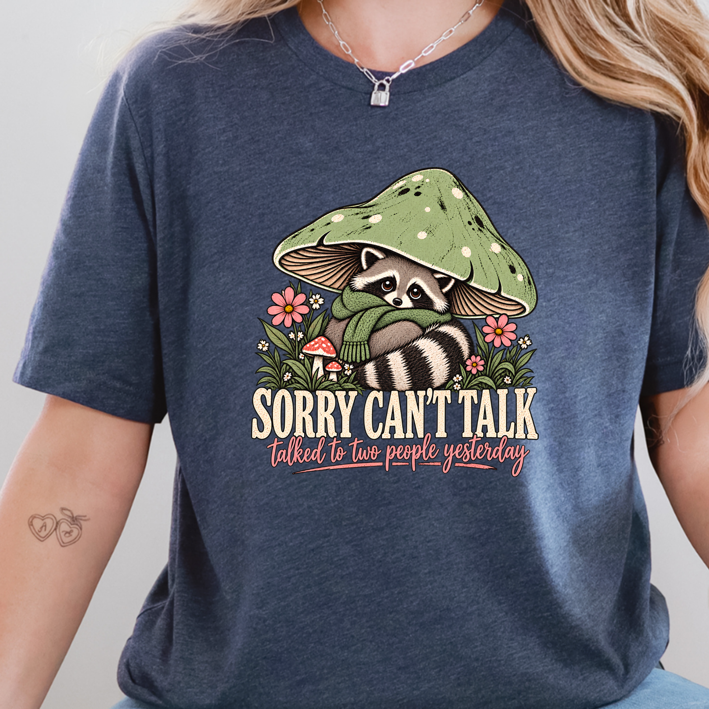 Wholesale Sorry Can't Talk Graphic Tee - Heather Navy