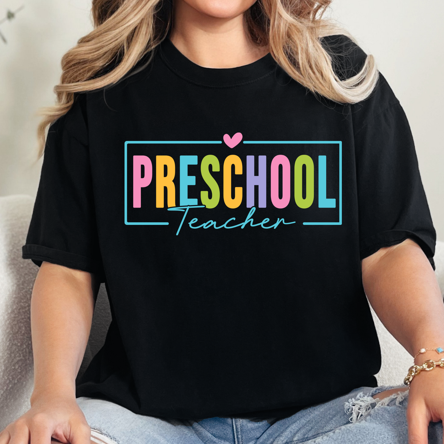 Wholesale Preschool Teacher Graphic Tee - Black Tee