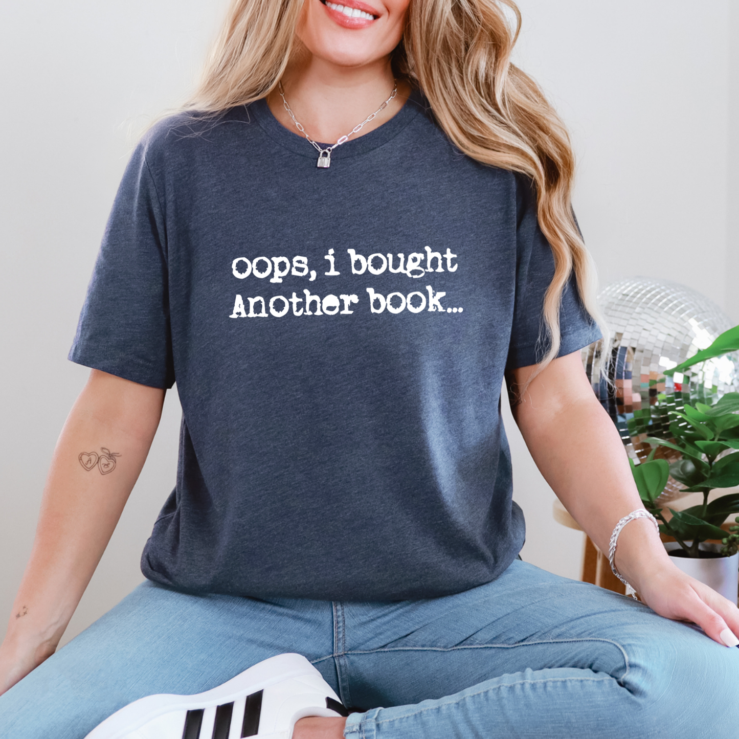 Wholesale Oops Another Book Graphic Tee - Heather Navy Tee