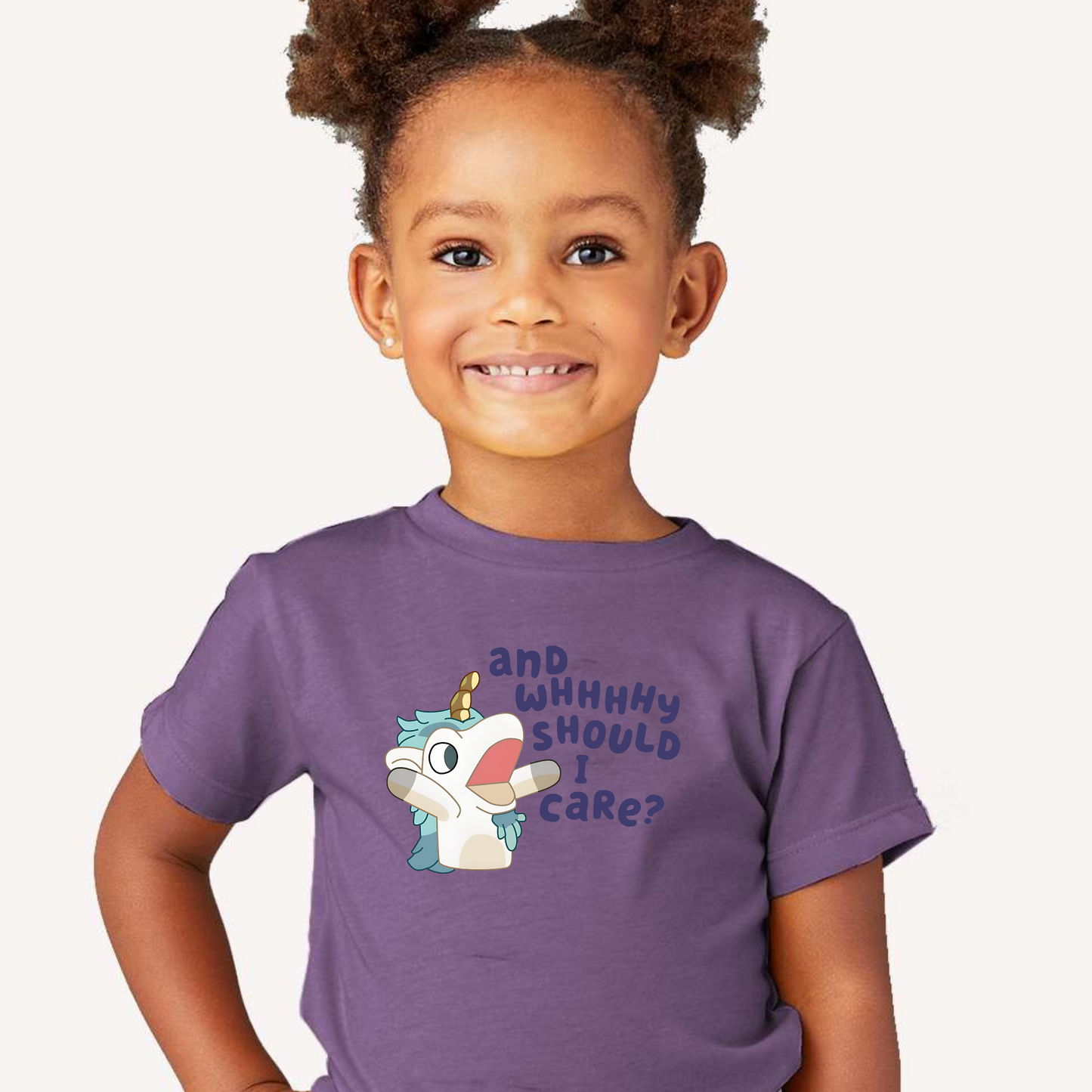 Wholesale And Why Should I Care Graphic Tee - Heather Team Purple Tee