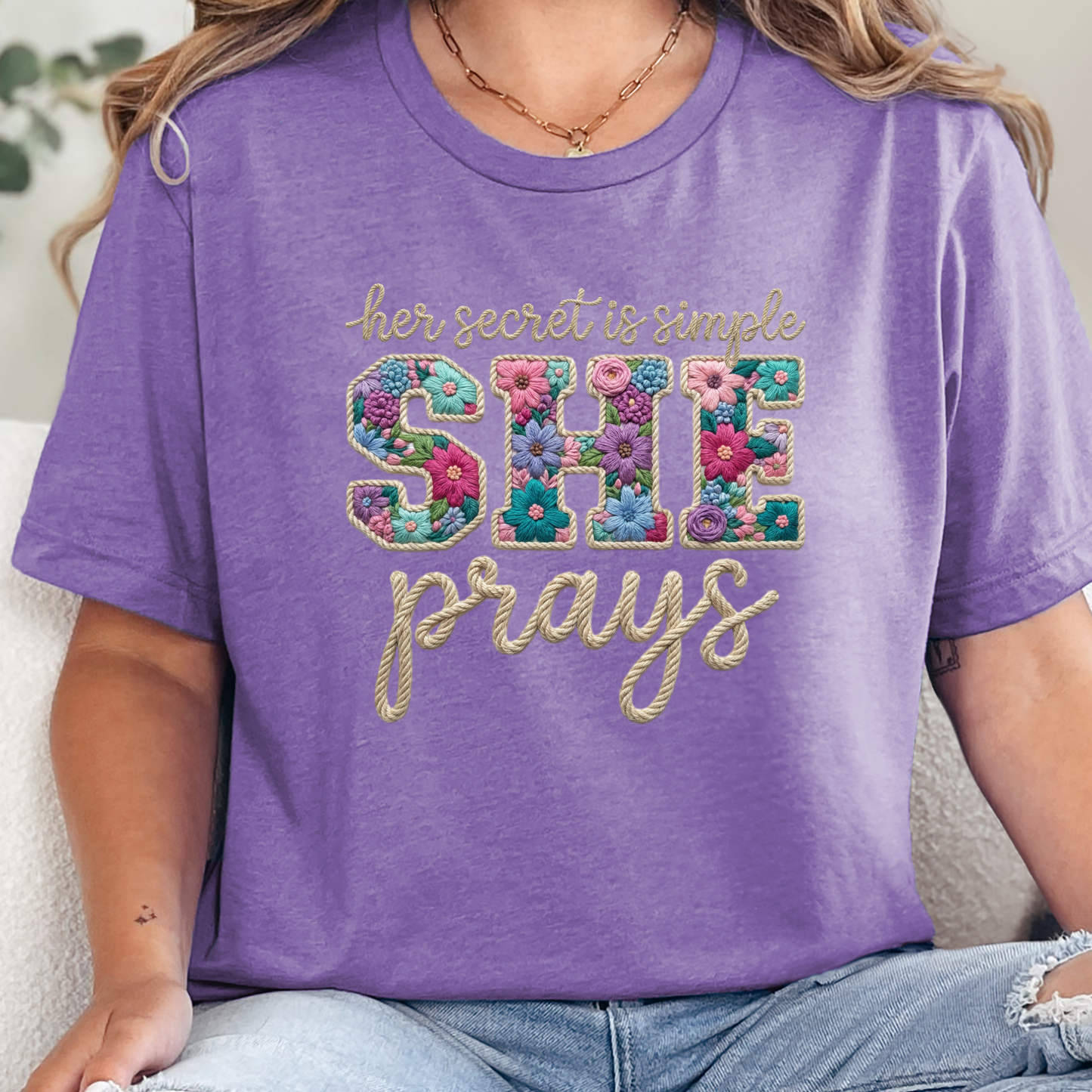 Wholesale Secret is Simple Graphic Tee - Heather Team Purple Tee