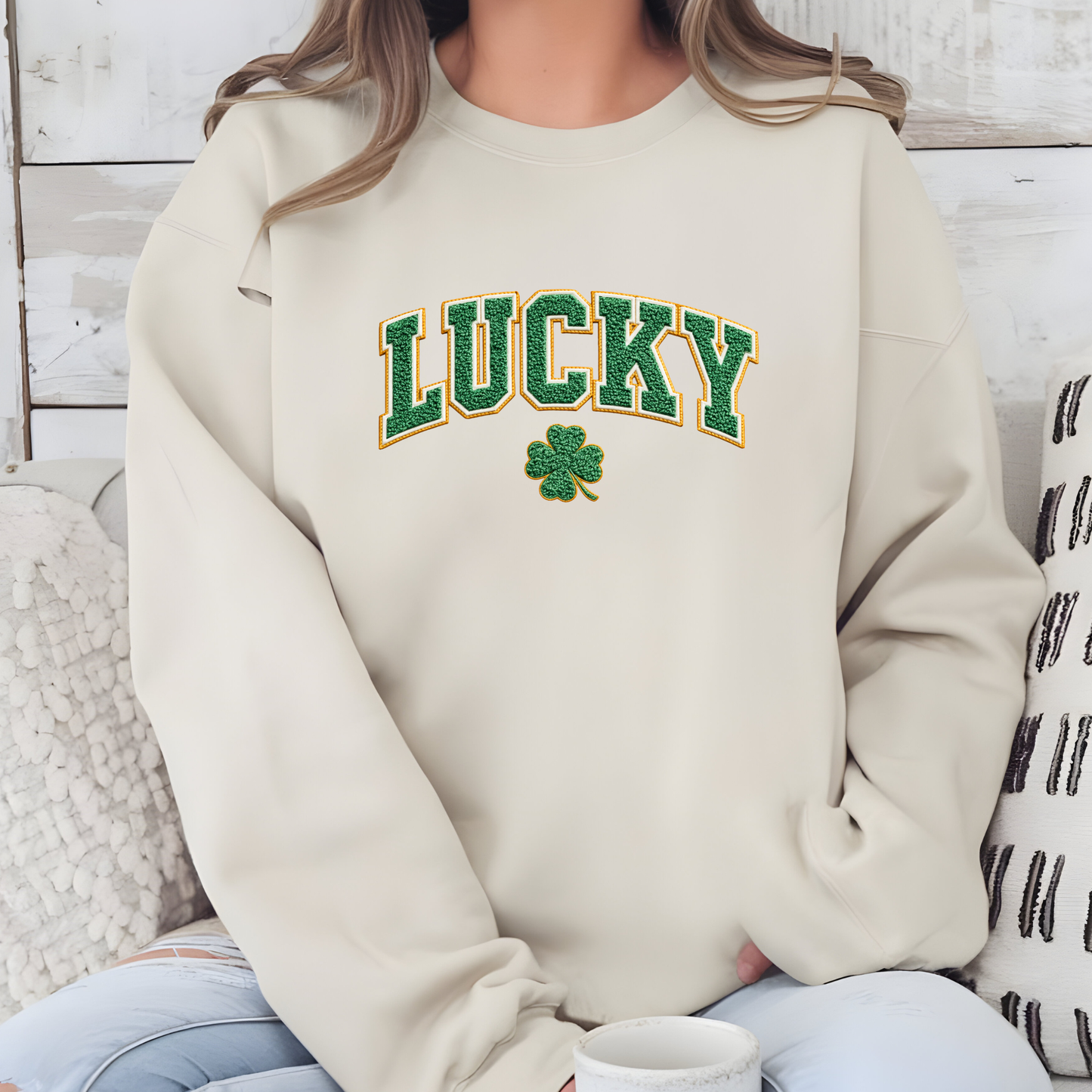 Faux Yarn Lucky Sweatshirt