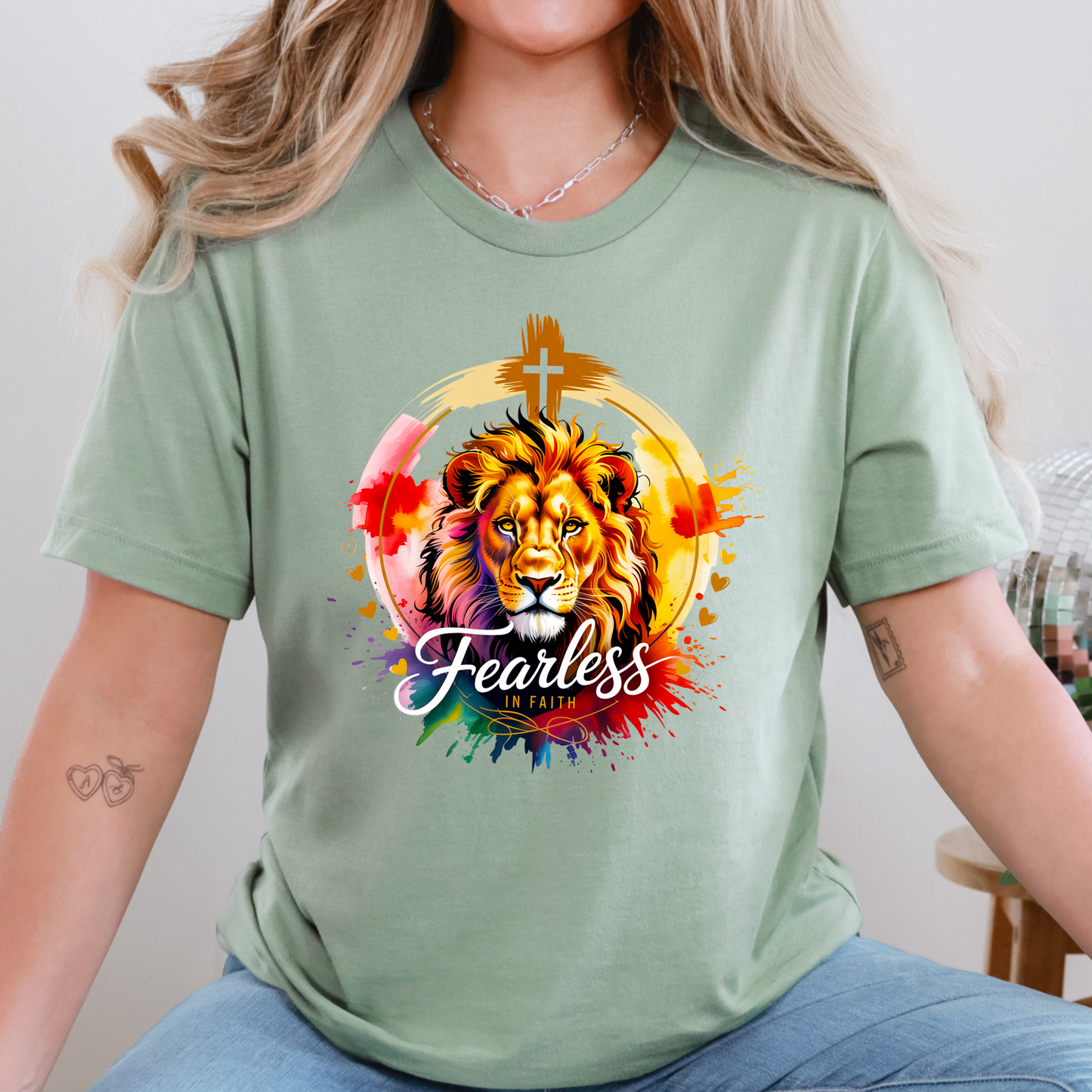 Wholesale Fearless in Faith Graphic Tee - Sage Tee