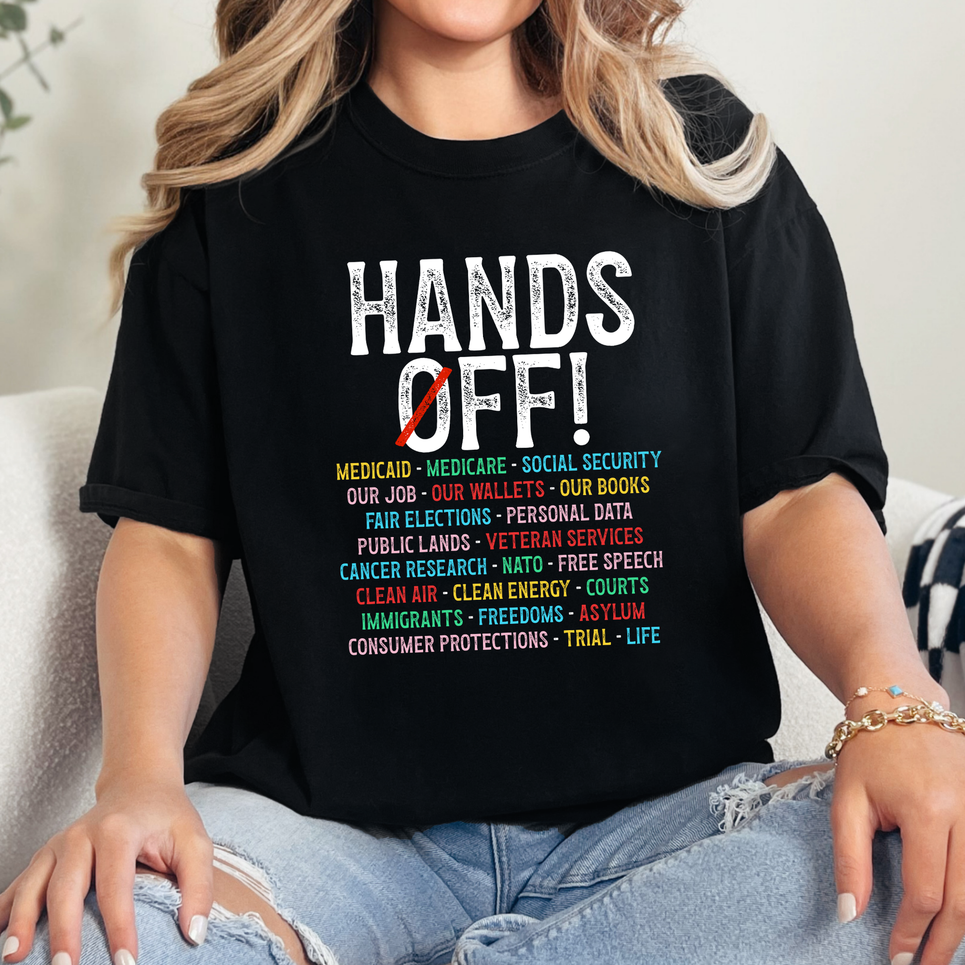 Wholesale Hands Off Graphic Tee - Black Tee
