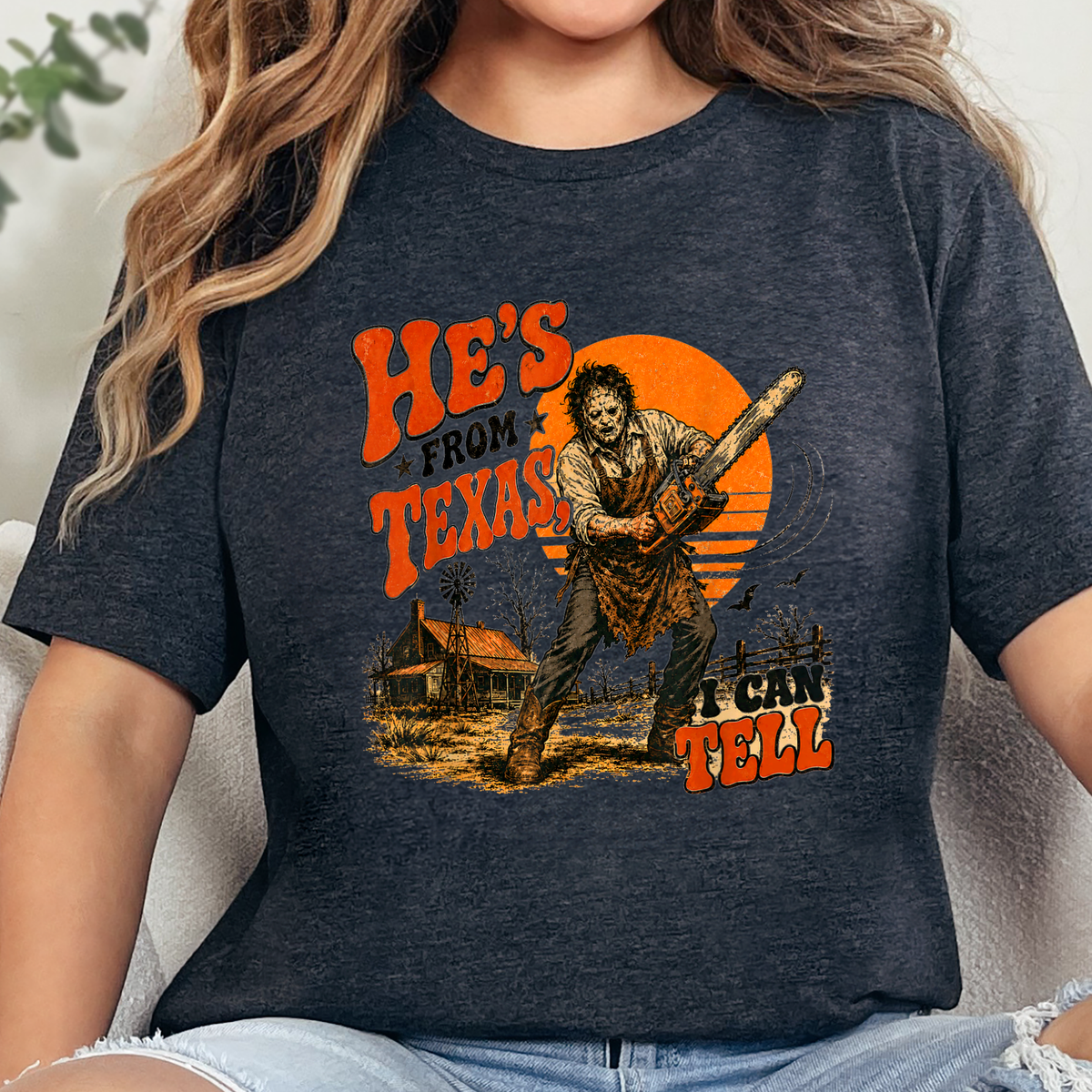 Wholesale He's From Texas Graphic Tee - Dark Grey Heather
