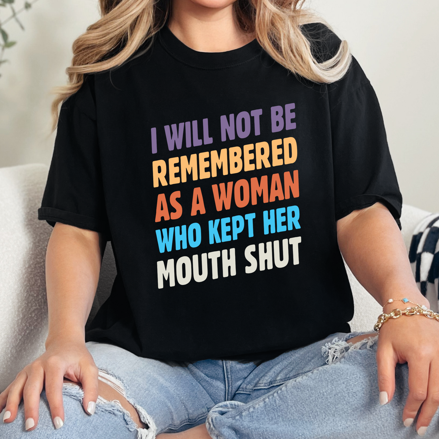 Wholesale Kept Her Mouth Shut Graphic Tee - Black Tee