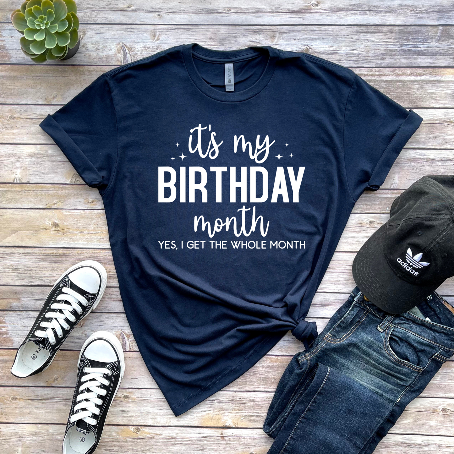 Wholesale Birthday Month Graphic Tee - Navy Tee