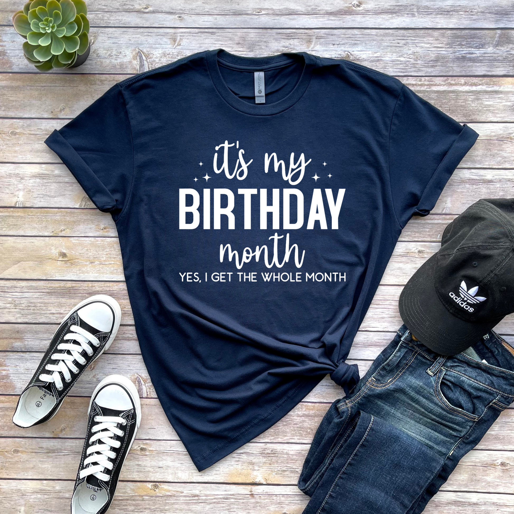 Wholesale Birthday Month Graphic Tee - Navy Tee