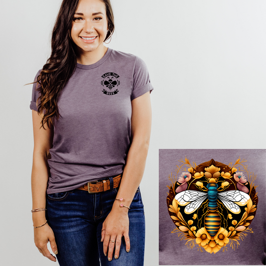 Wholesale Ornate Save the bees Graphic Tee - Heather Purple Tee