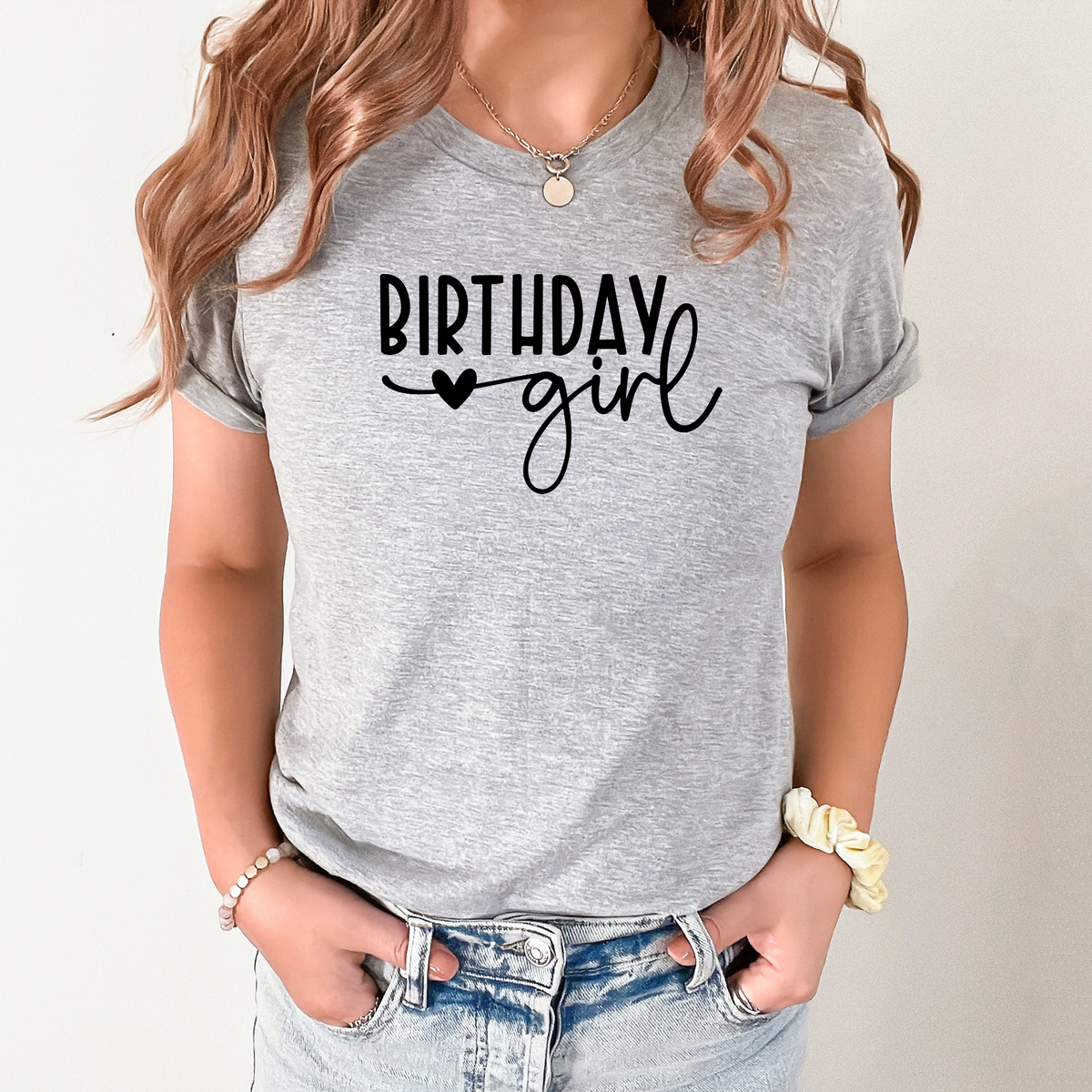 Wholesale Birthday Girl Graphic Tee - Grey Tee