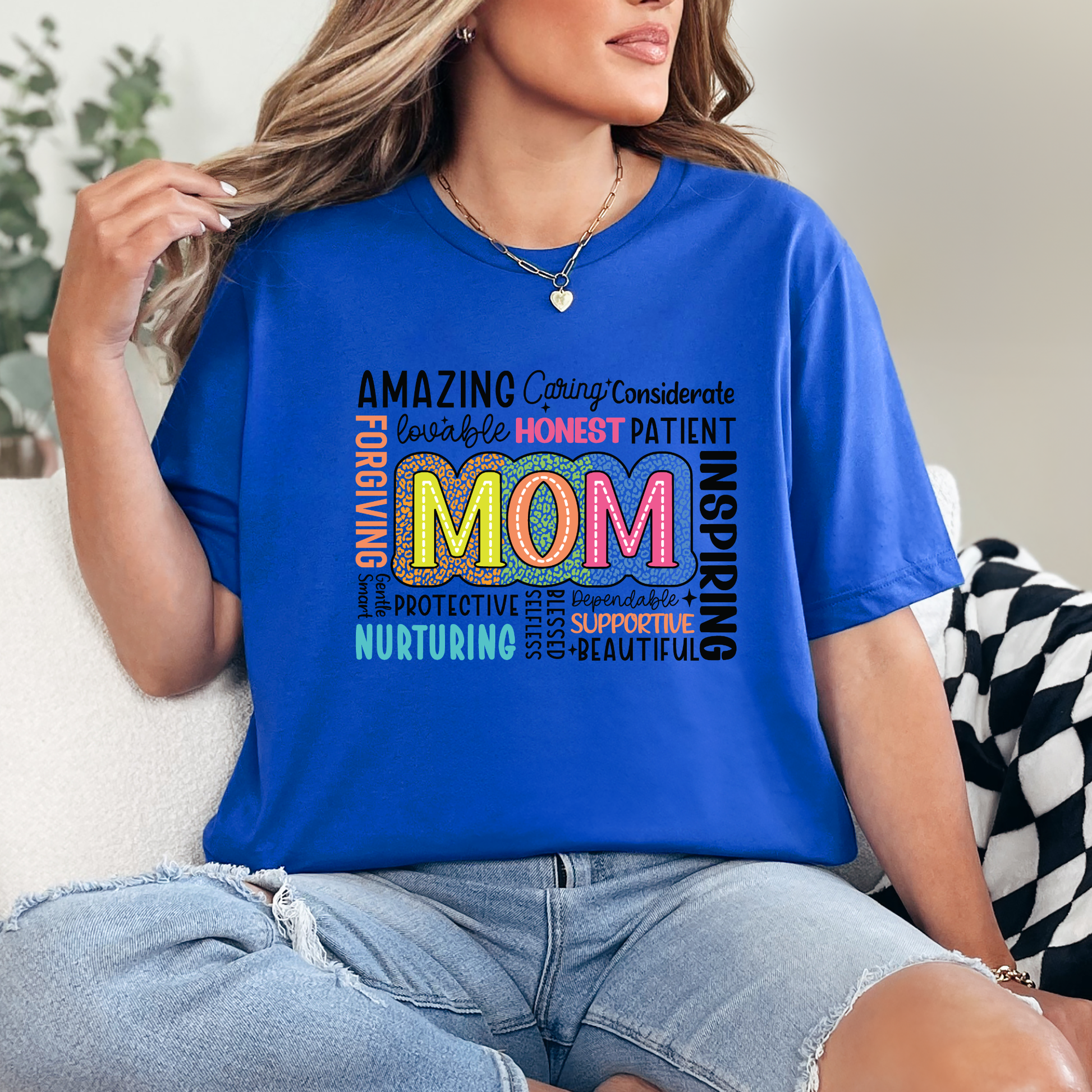 Wholesale Mom Life Words Graphic Tee - True Royal Tee