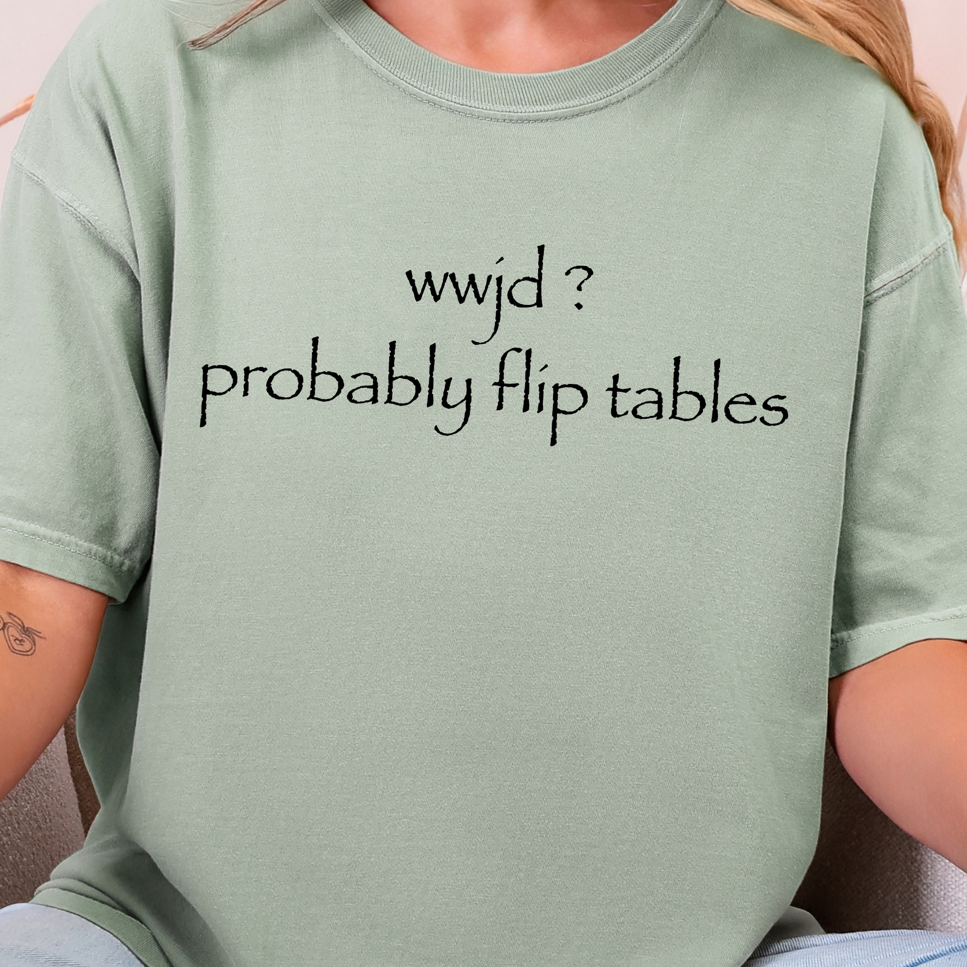 Wholesale wwjd? probably flip tables Graphic Tee - CC Bay Tee