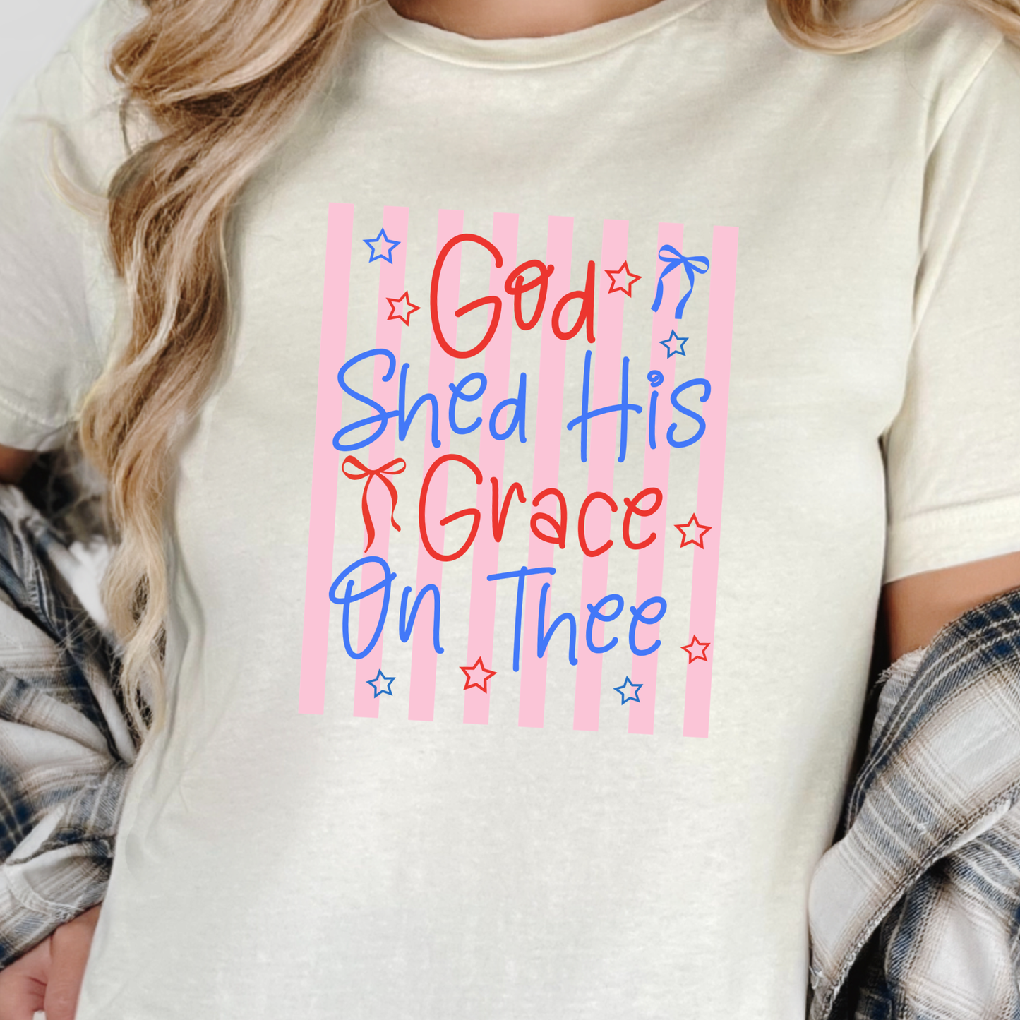 Wholesale God Shed his Grace Graphic Tee - Natural Tee