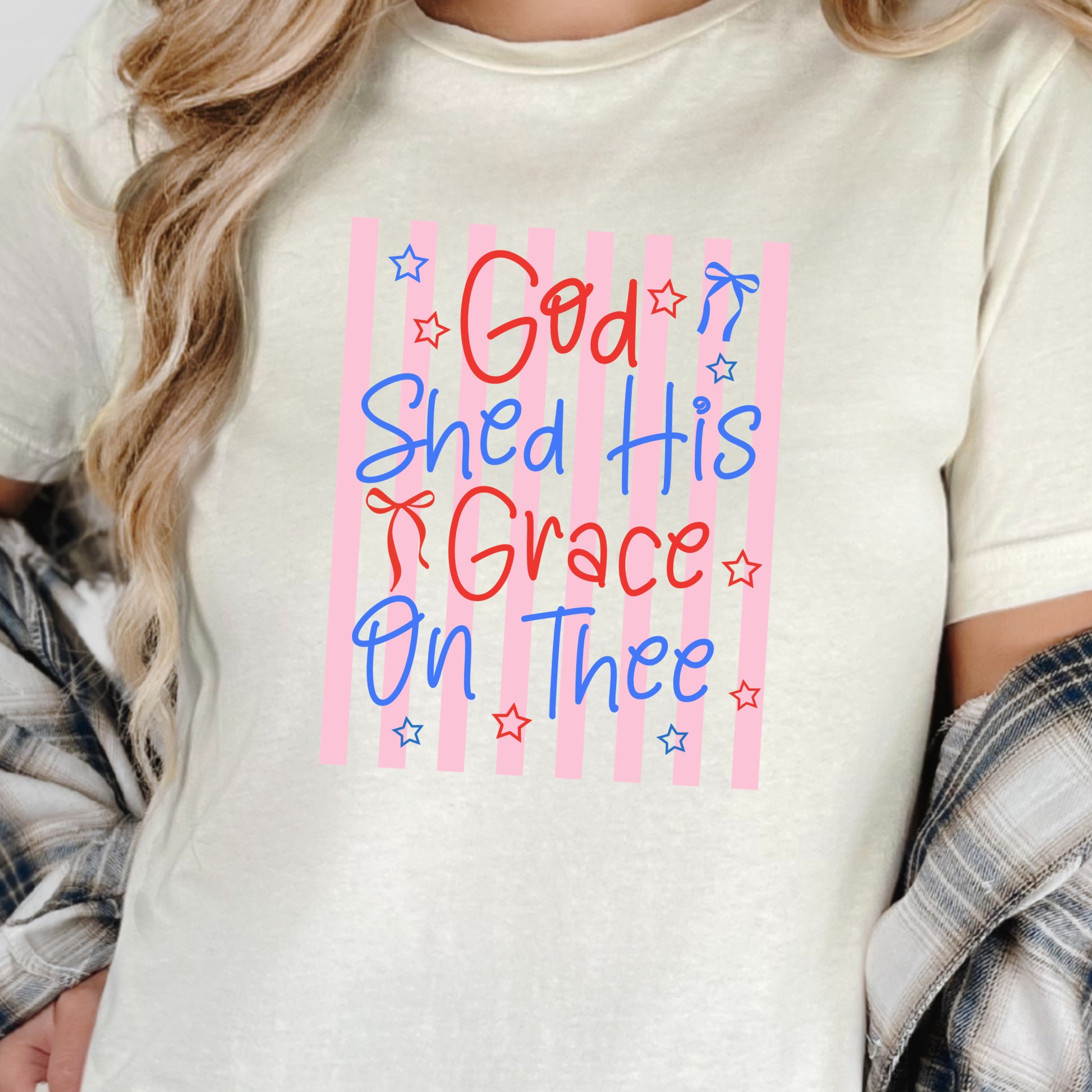 Wholesale God Shed his Grace Graphic Tee - Natural Tee
