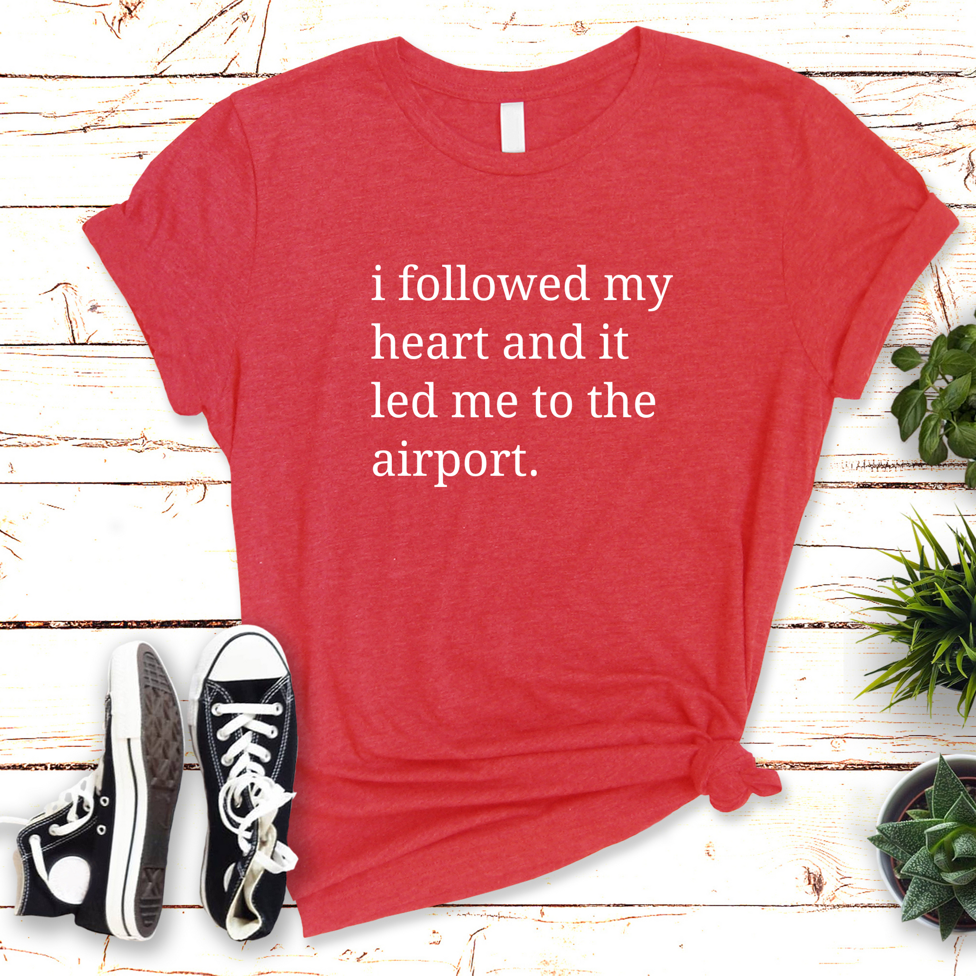 Wholesale I followed my heart Graphic Tee - Heather Red Tee