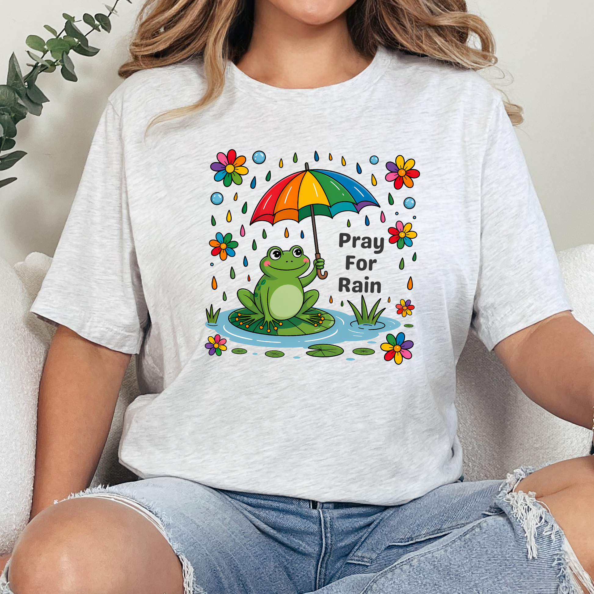 Wholesale Pray for Rain Graphic Tee - Ash Tee