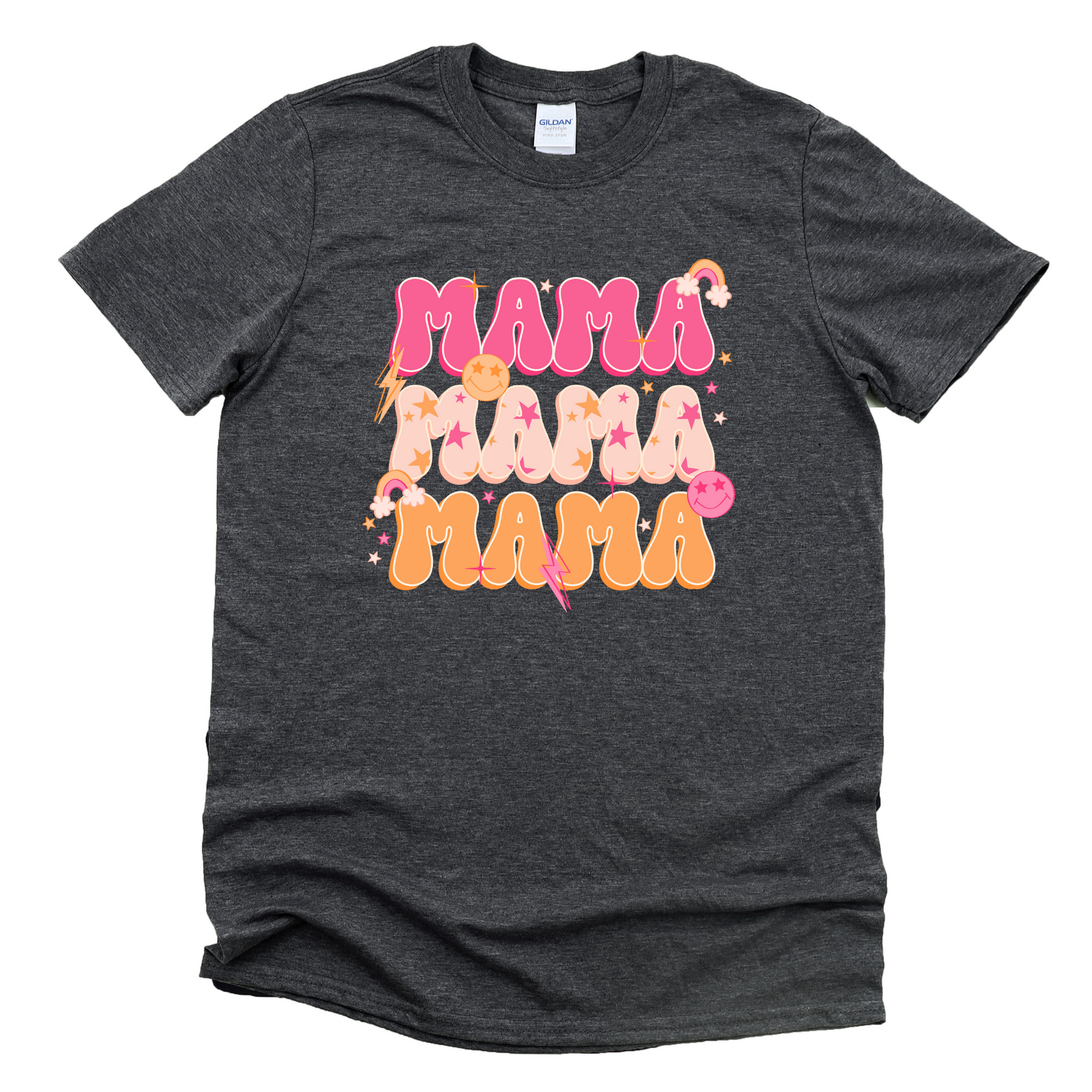 Wholesale Star Mama Graphic Tee - Heather Charcoal Tee