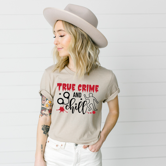 Wholesale True crime and chill Graphic Tee - Comfort Colors Grey