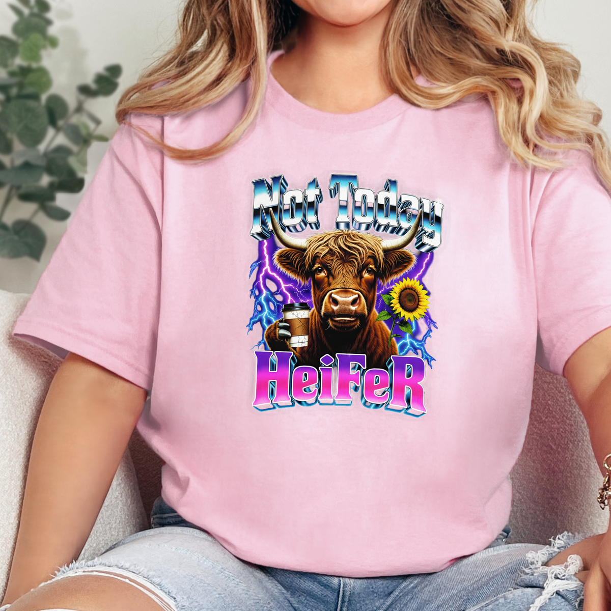 Wholesale Not Today Heifer Graphic Tee - Pink