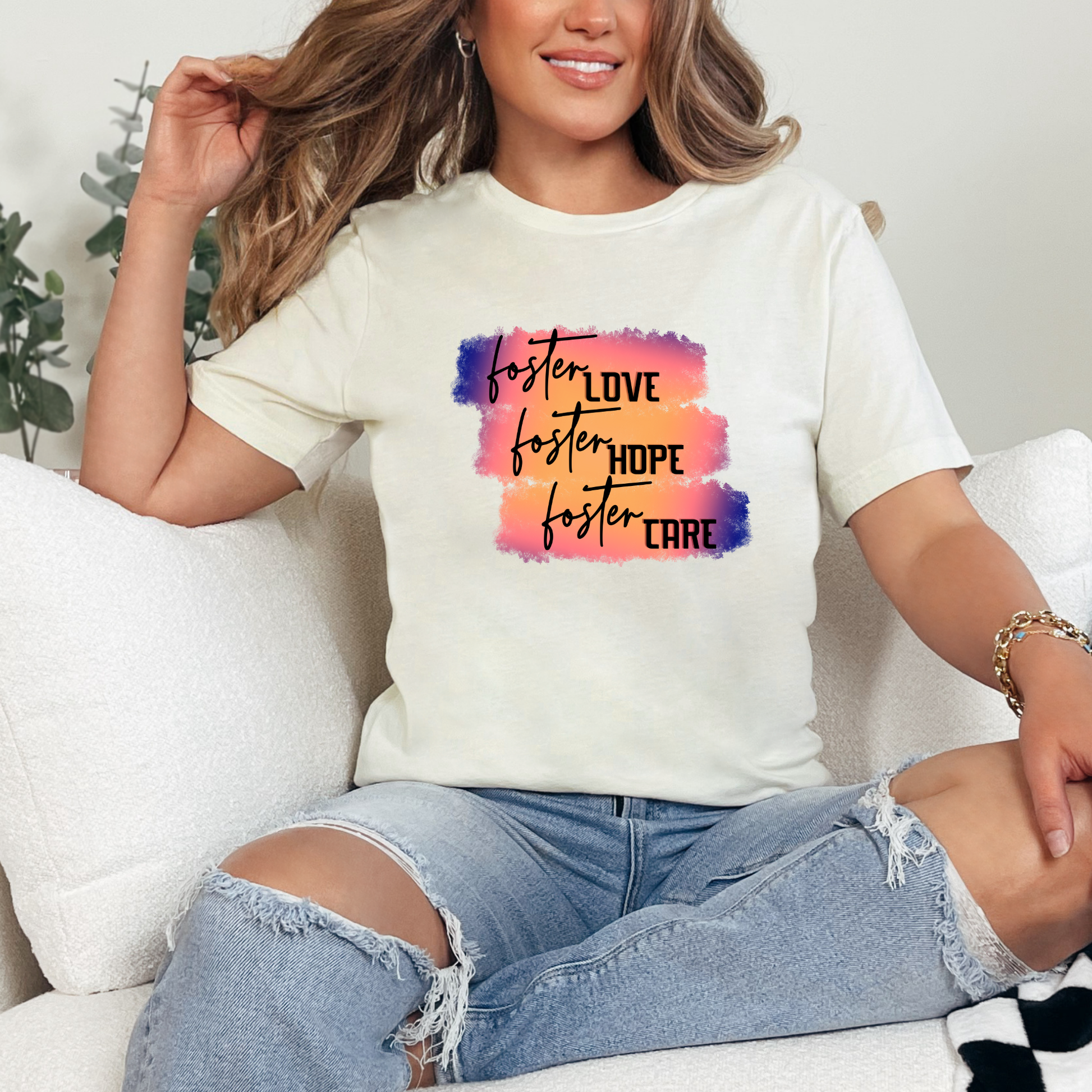 Wholesale Foster Brushstroke Graphic Tee - Natural Tee