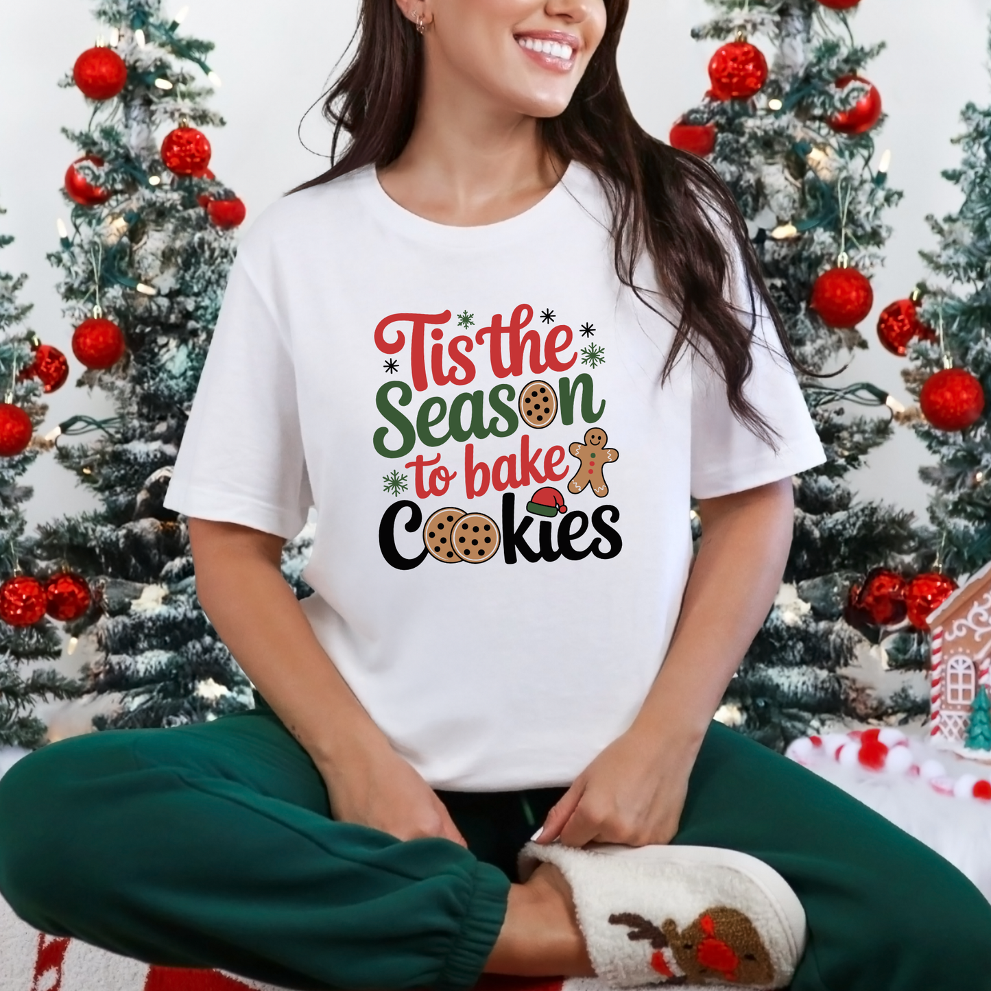 Wholesale Tis the Season to Bake Cookies Graphic Tee - White Tee