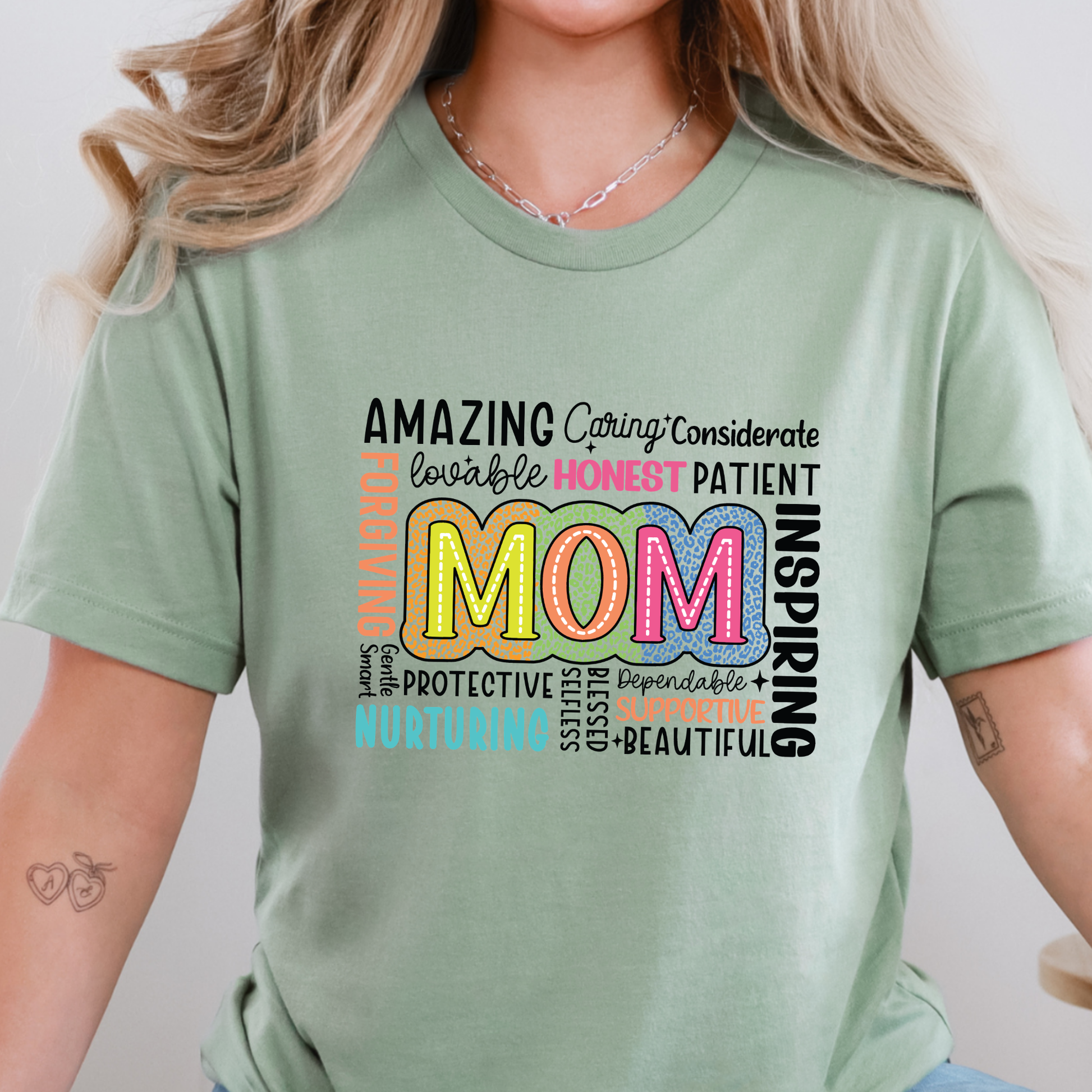 Wholesale Mom Life Words Graphic Tee - Sage Tee