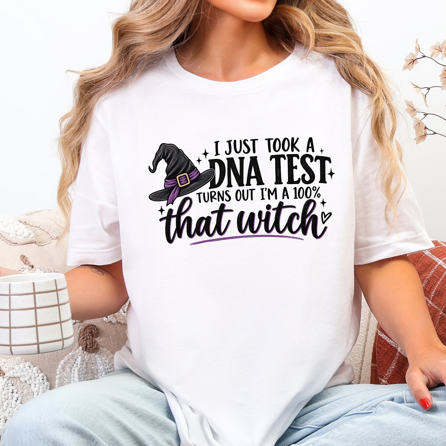 Wholesale DNA Test 100% Witch Graphic Tee - White