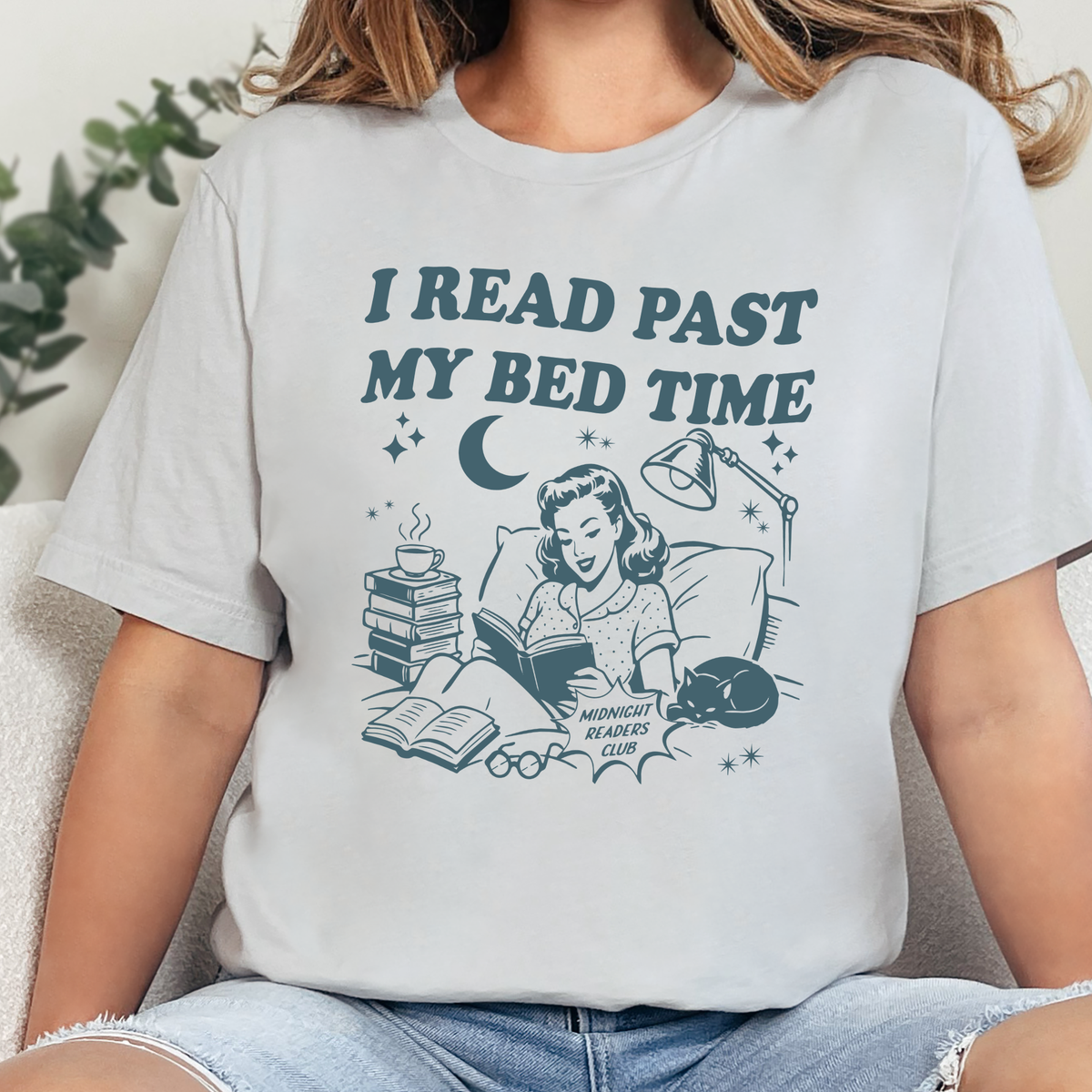 Wholesale I Read Past My Bedtime Graphic Tee - Silver