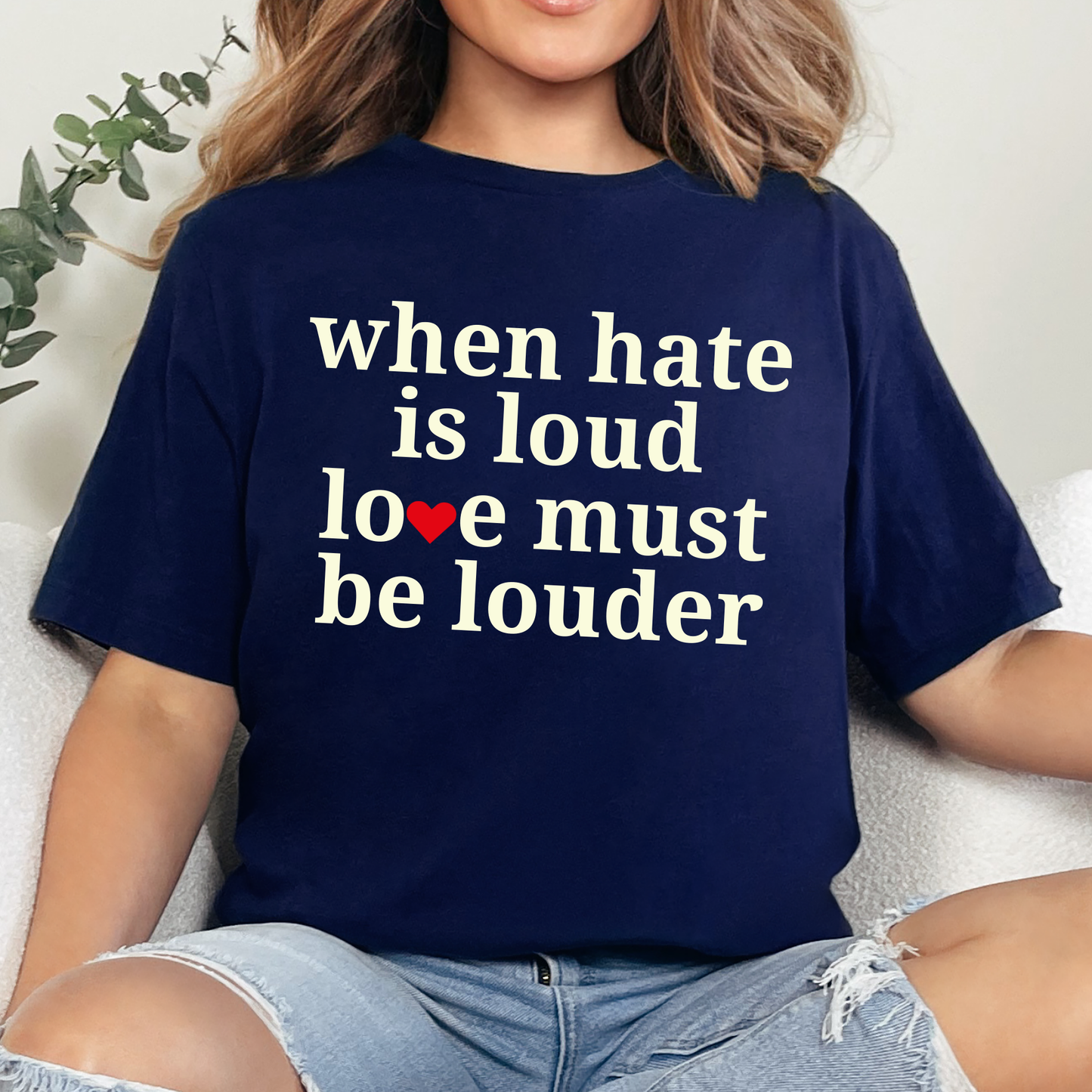 Wholesale When Hate is Loud Graphic Tee - Navy Tee