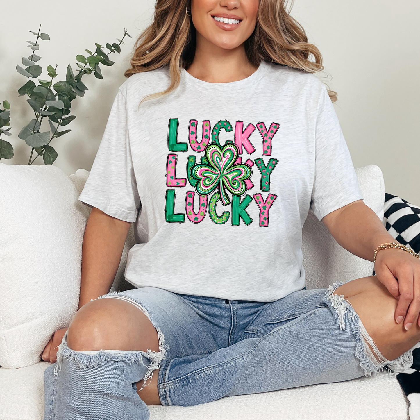 Pink & Green Lucky Graphic Tee
