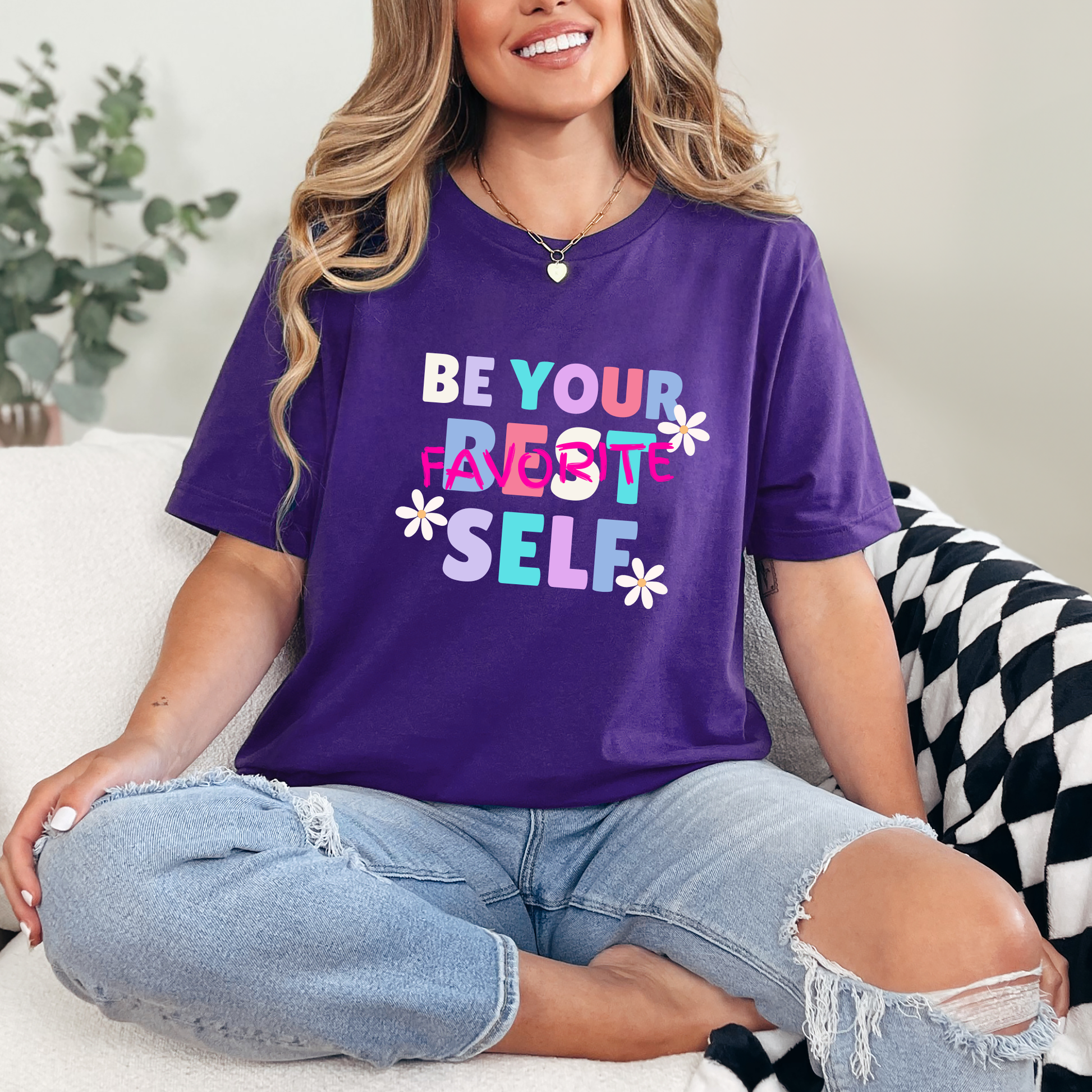 Wholesale Be Your Best Self Graphic Tee - Team Purple Tee