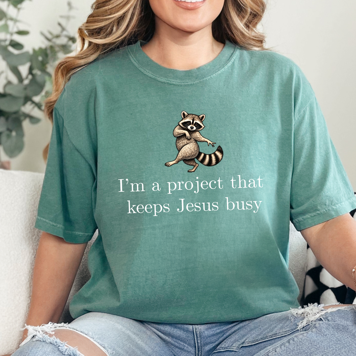 Wholesale Project Keeps Jesus Busy Graphic Tee - Light Green