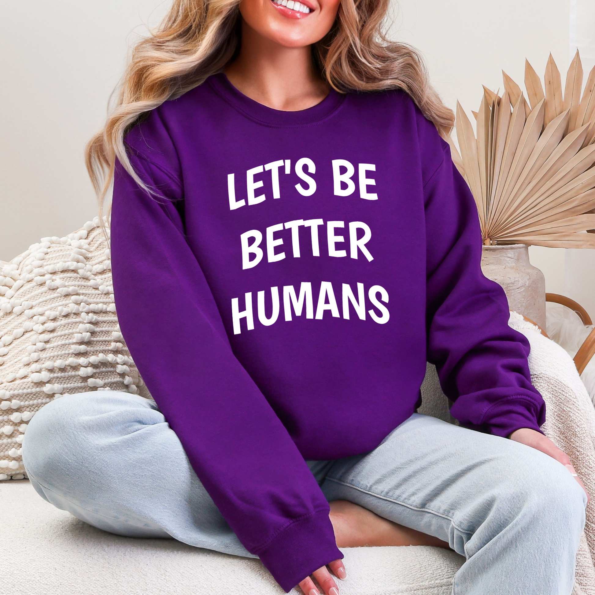 Wholesale Let's Be Better Humans Sweatshirt - Purple Sweatshirt