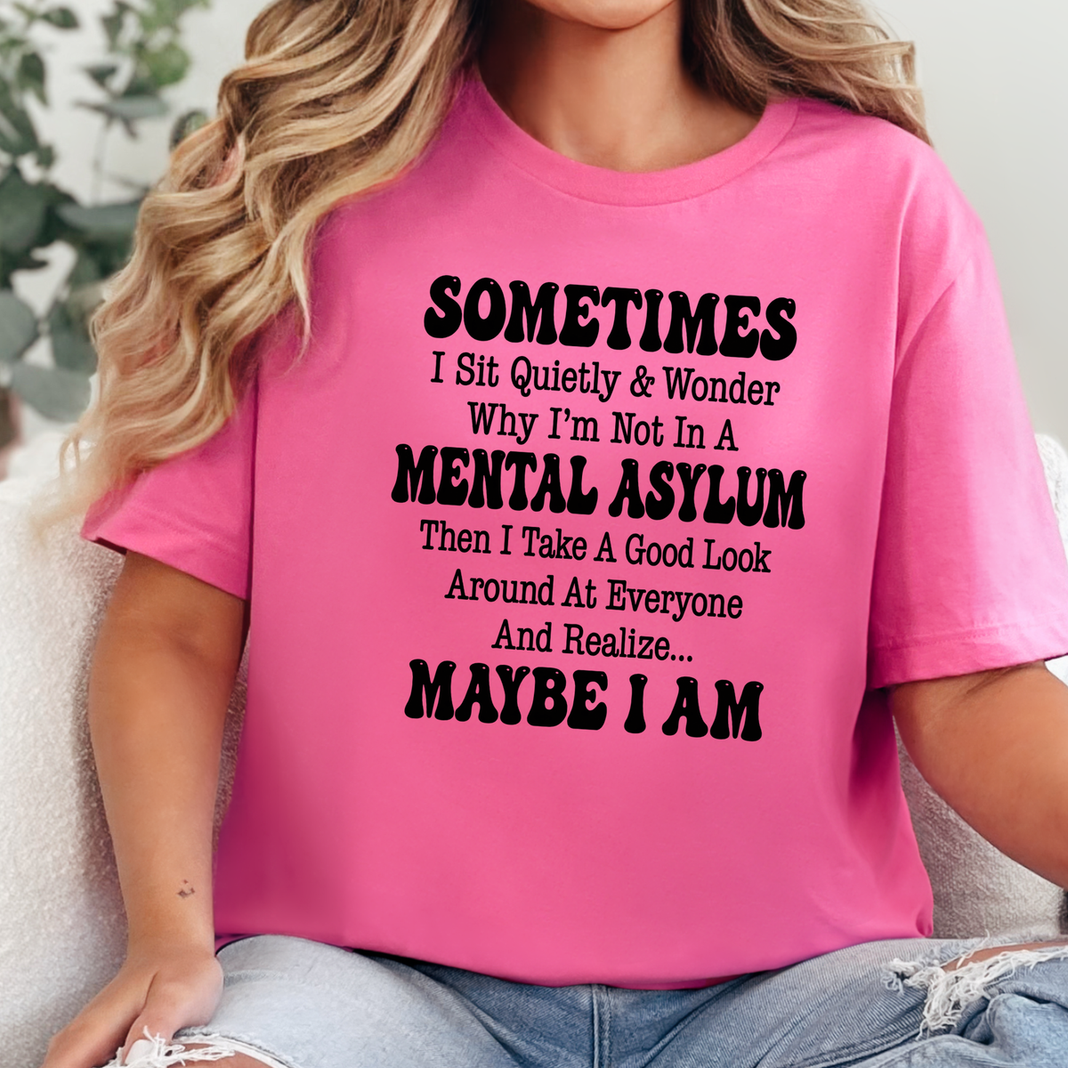 Wholesale Not In A Mental Asylum Graphic Tee - Charity Pink