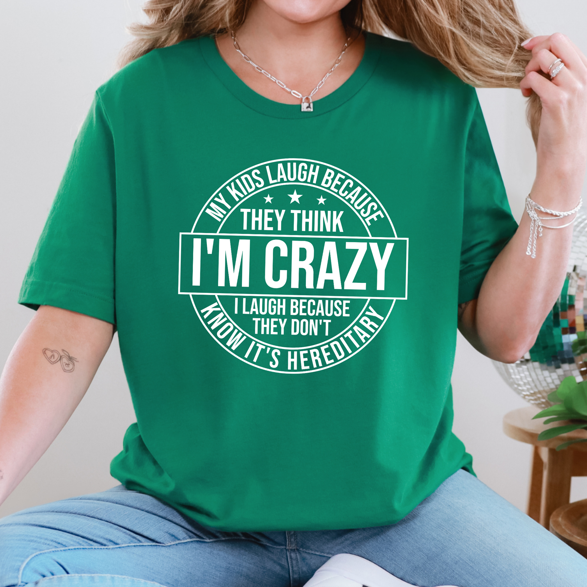 Wholesale My Kids Laugh Graphic Tee - Kelly Green Tee