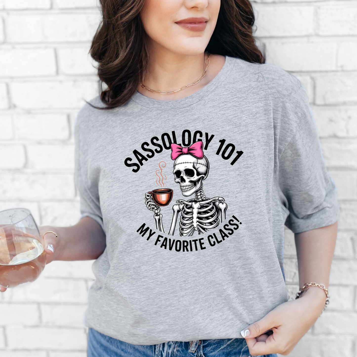 Wholesale Sassology 101 Graphic Tee - Grey Tee