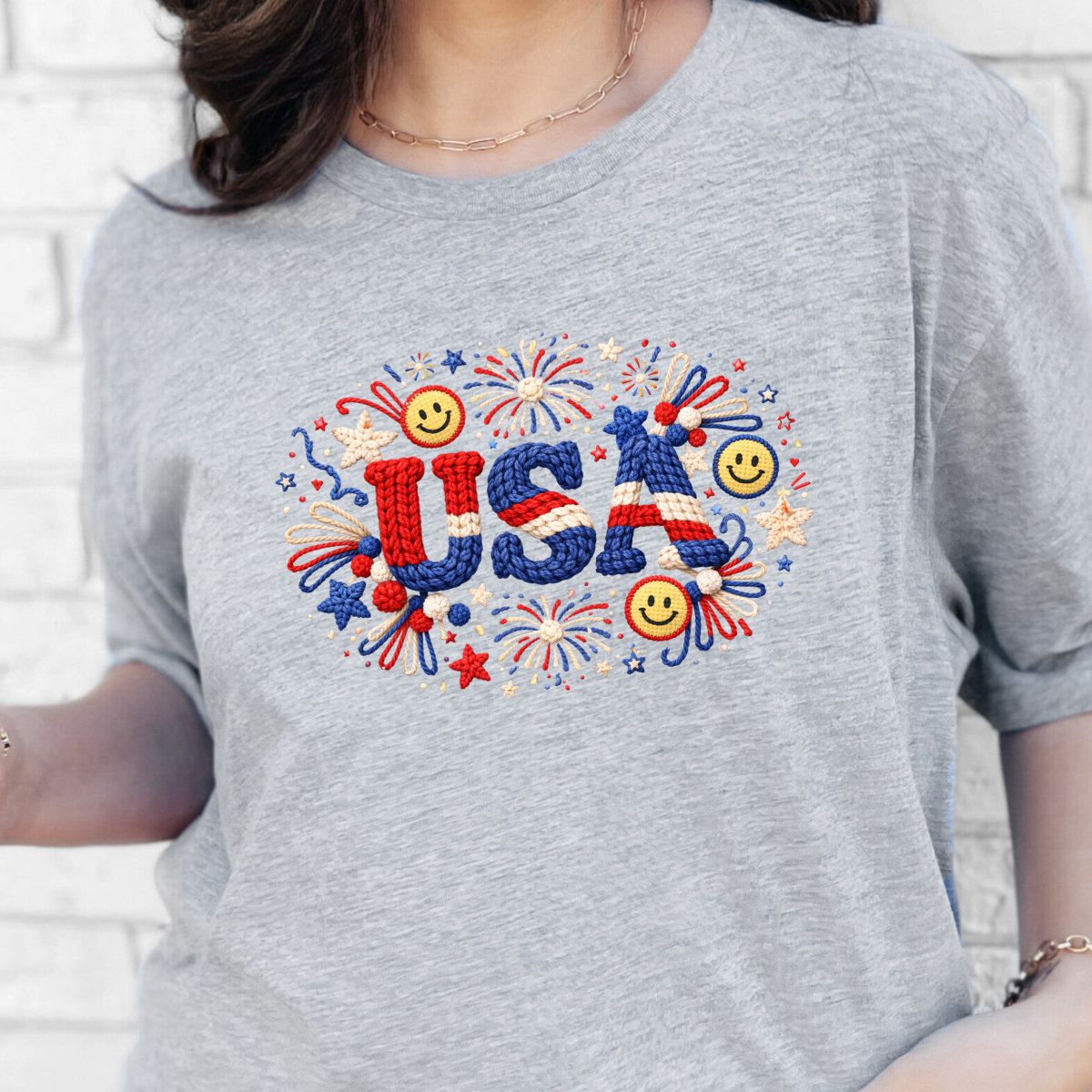 Faux Yarn USA Fireworks Graphic Tee