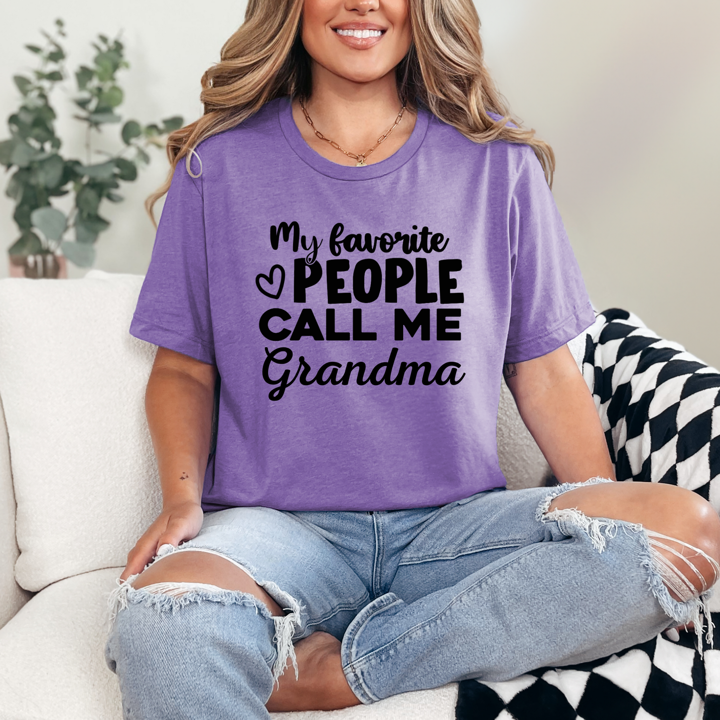 Wholesale Favorite People Call Me Custom Graphic Tee - Heather Team Purple Tee