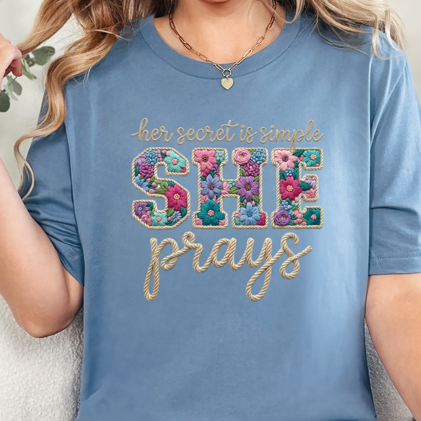 Wholesale Secret is Simple Graphic Tee - Steel Blue Tee